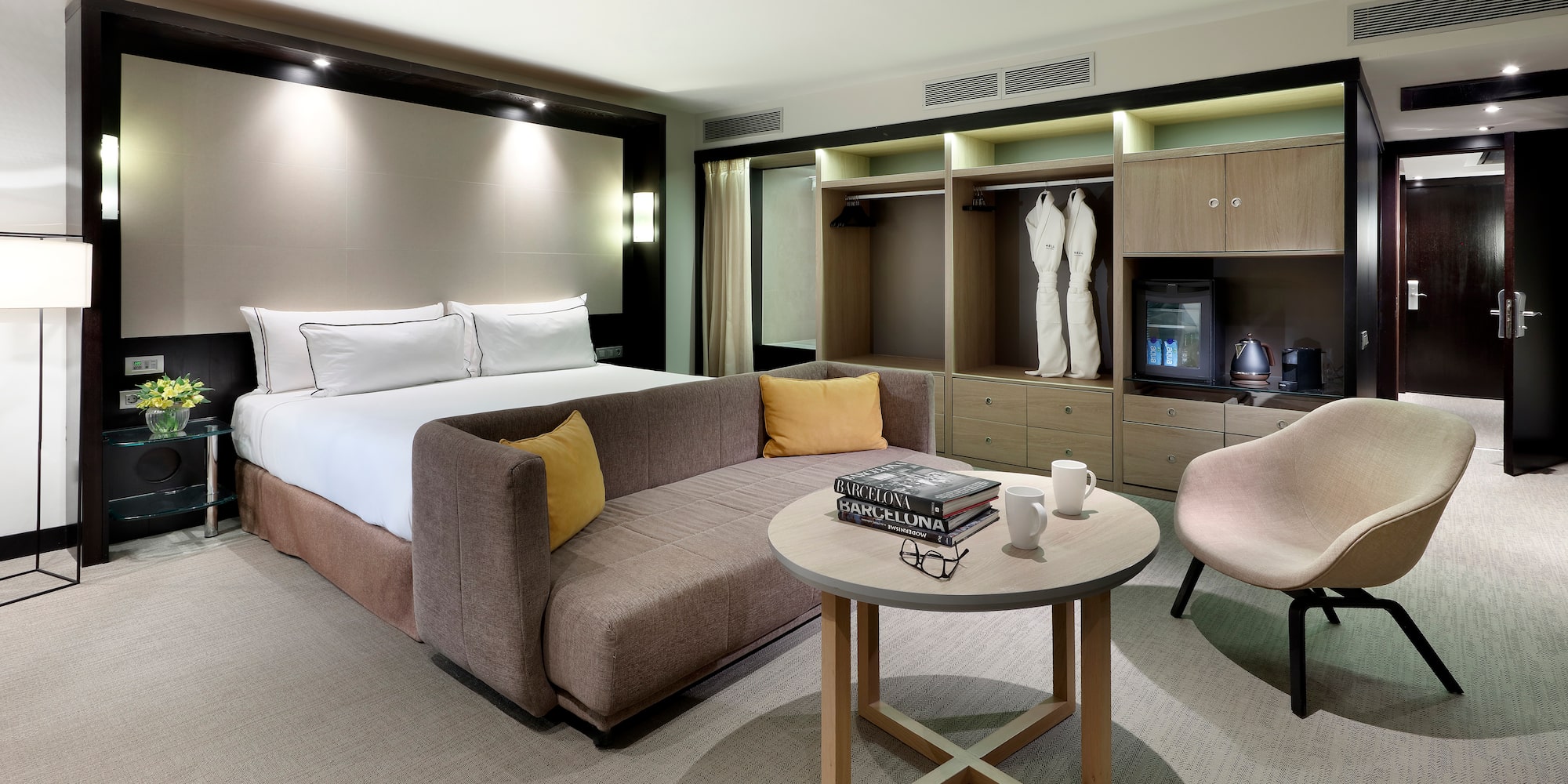 a room with a bed and a couch