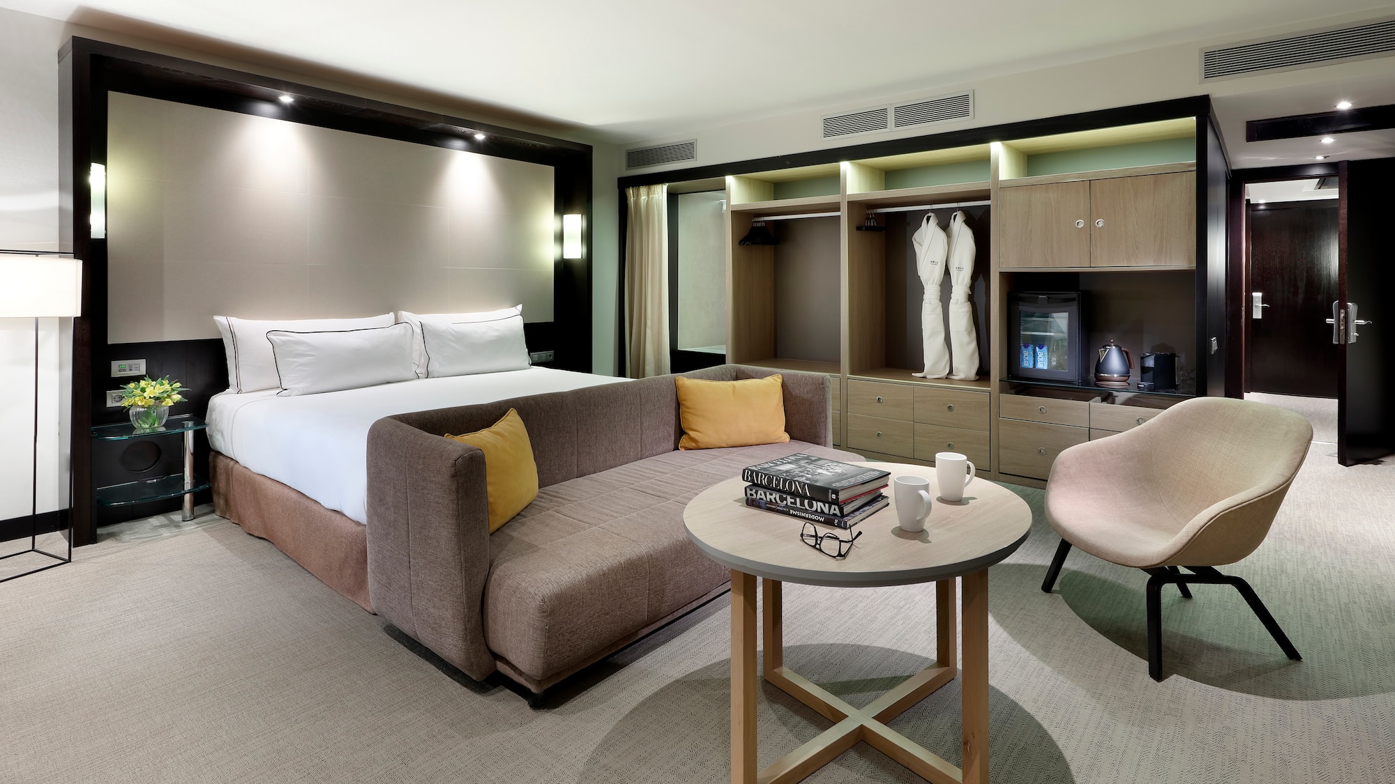 a room with a bed and a couch