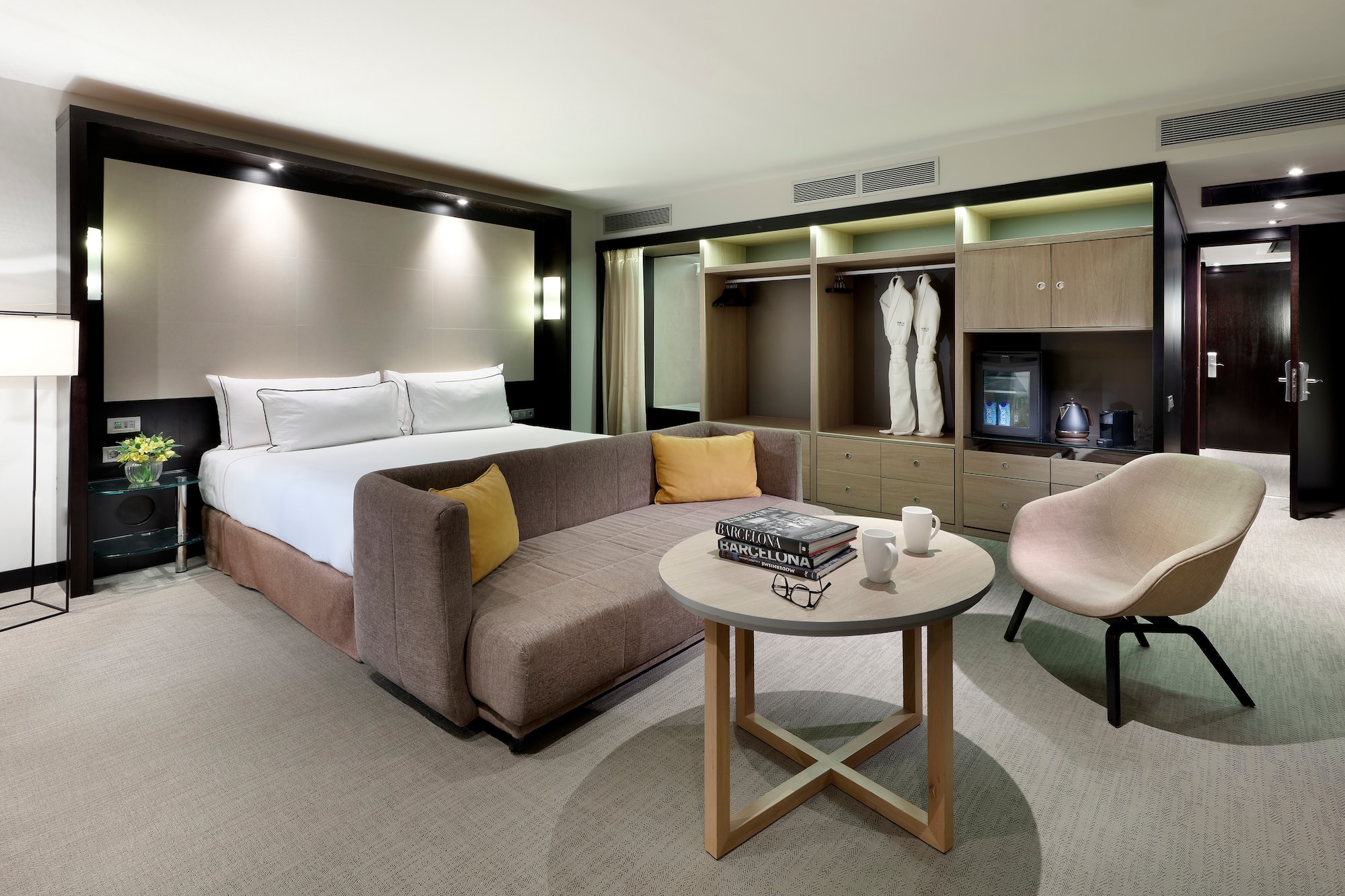 a room with a bed and a couch