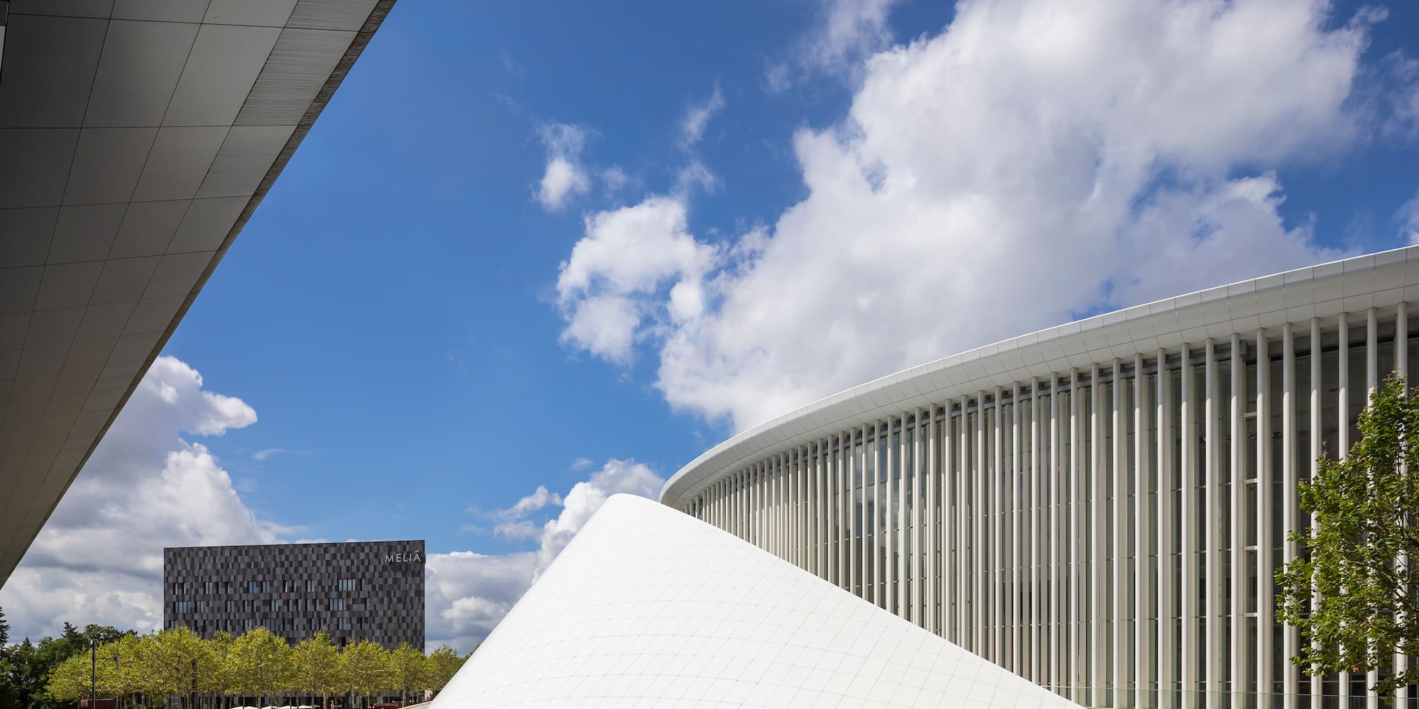 a building with a triangular structure