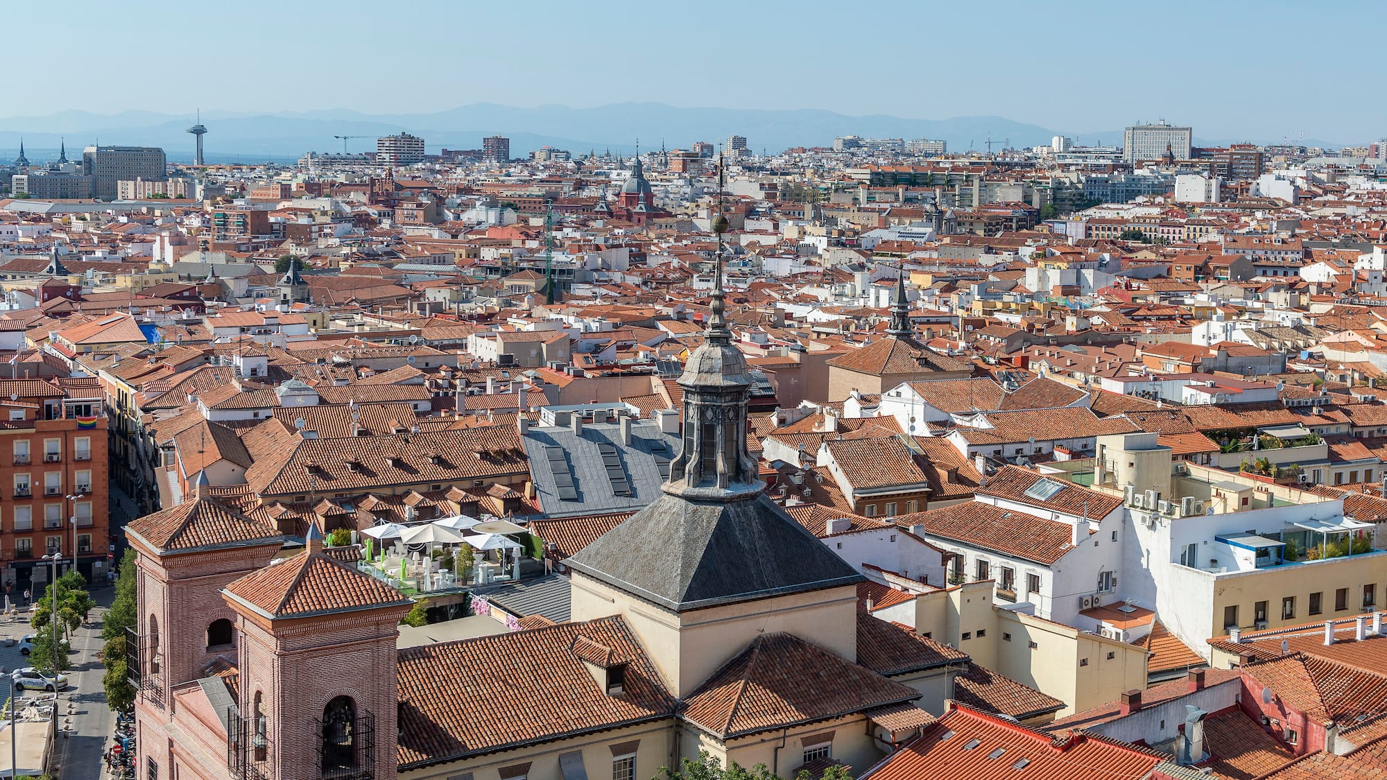 a city with many red roofs