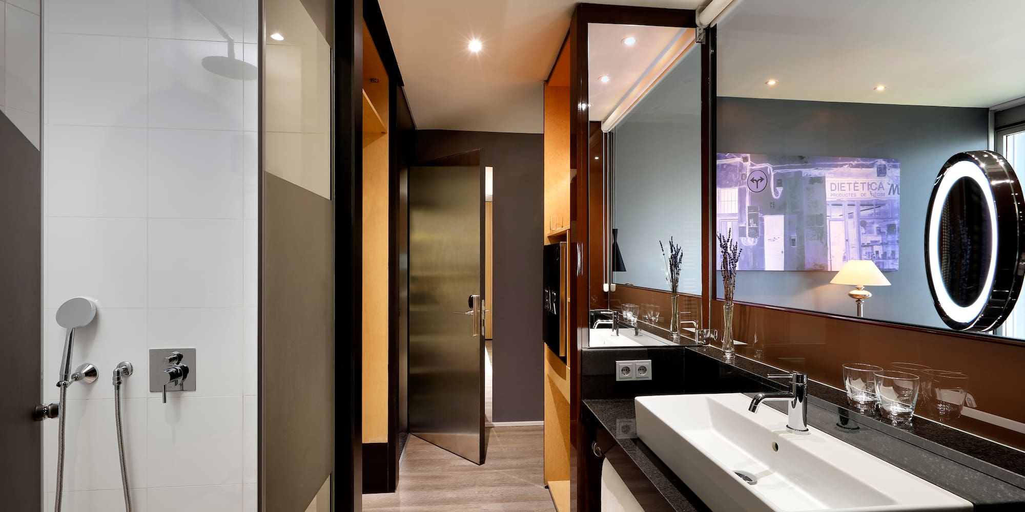 a bathroom with a sink and mirror