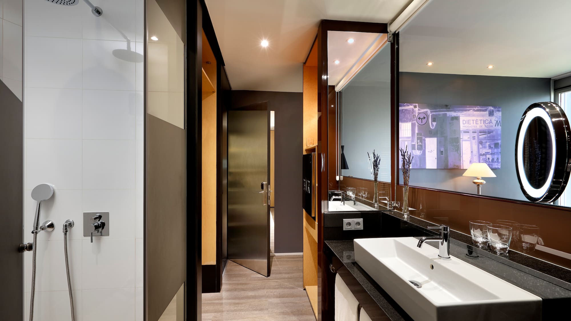 a bathroom with a sink and mirror