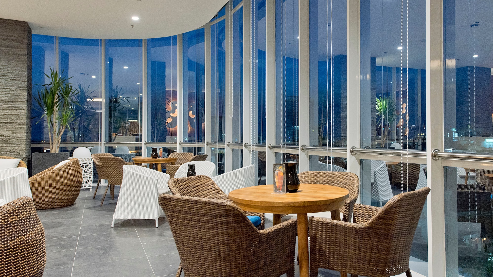 a room with a table and chairs