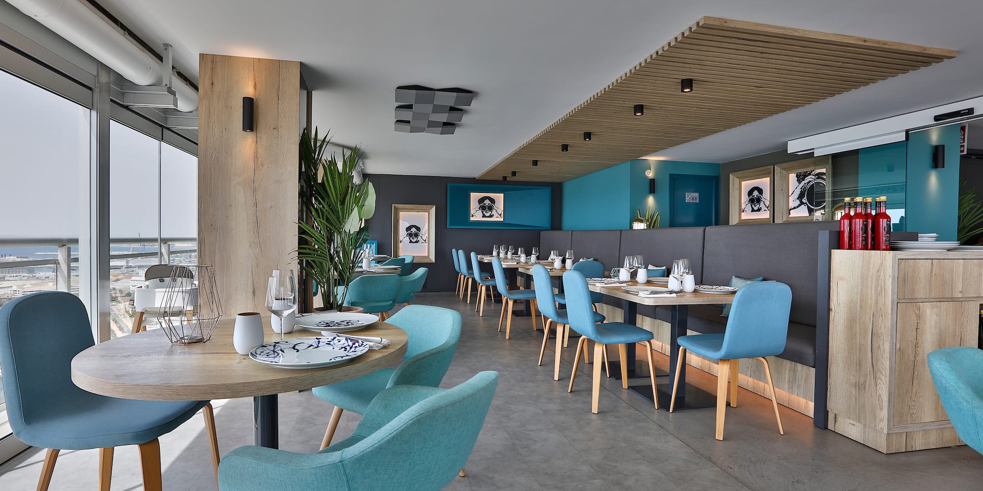 a restaurant with tables and chairs