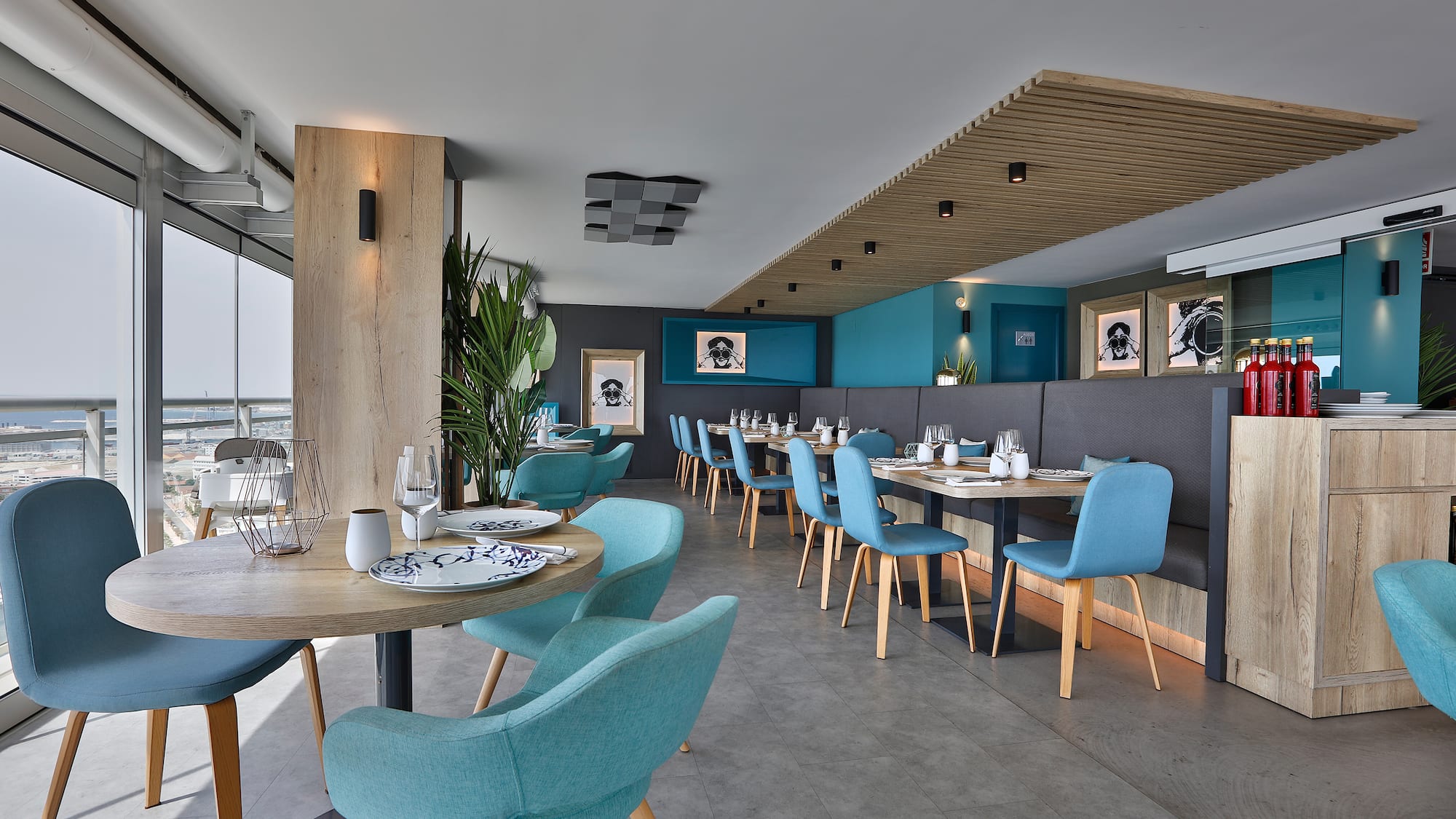 a restaurant with tables and chairs