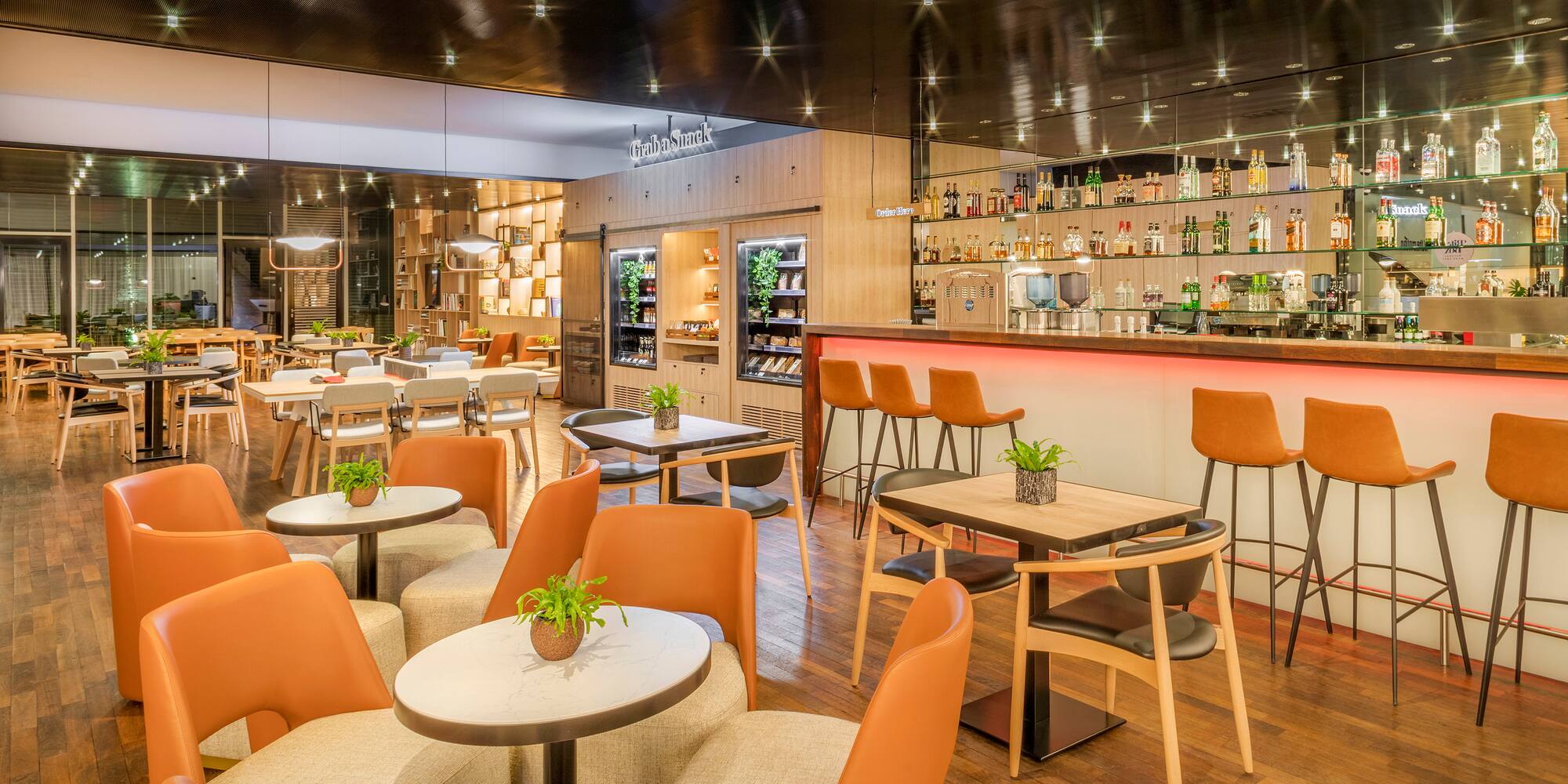 a room with tables and chairs