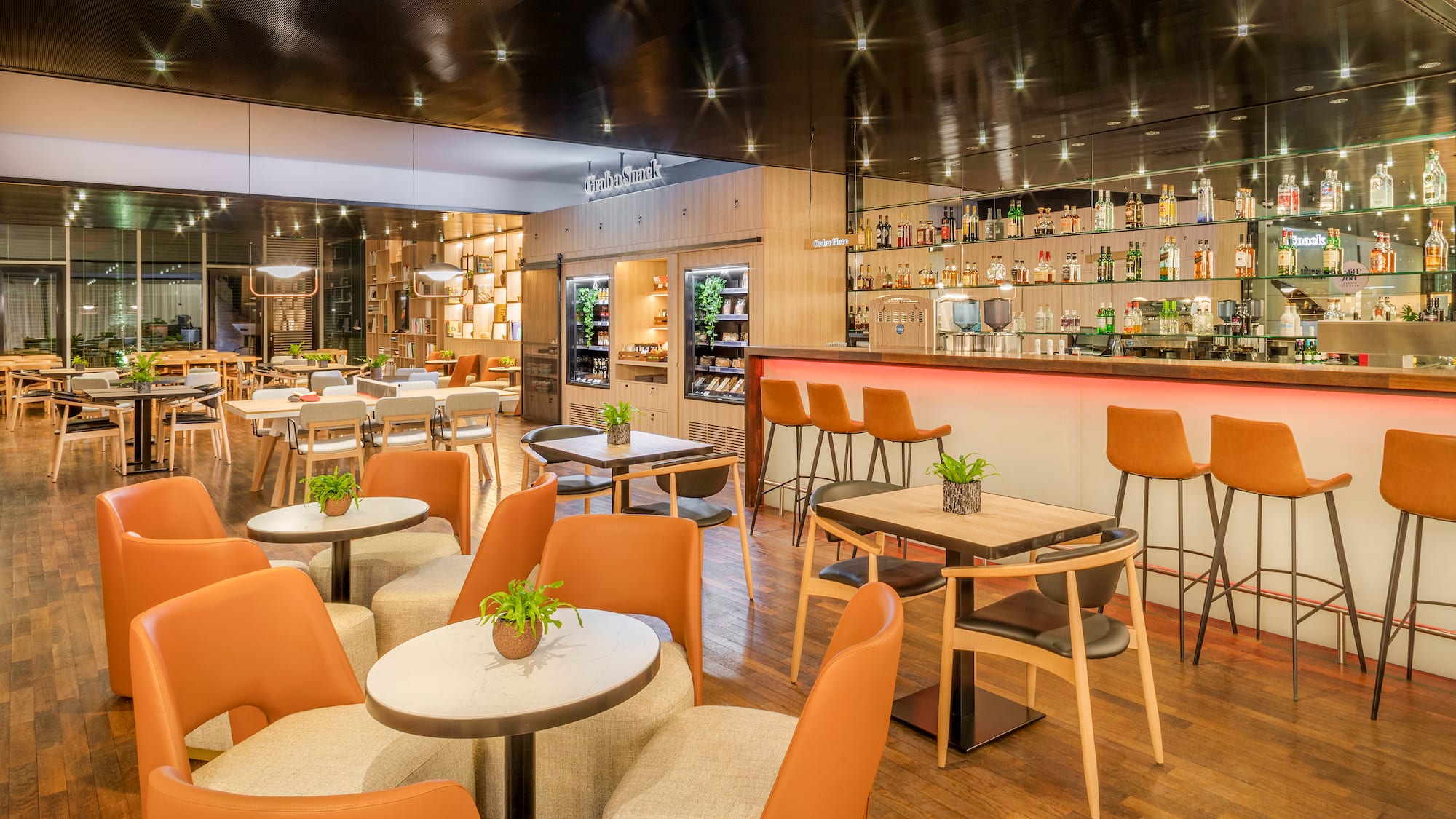 a room with tables and chairs