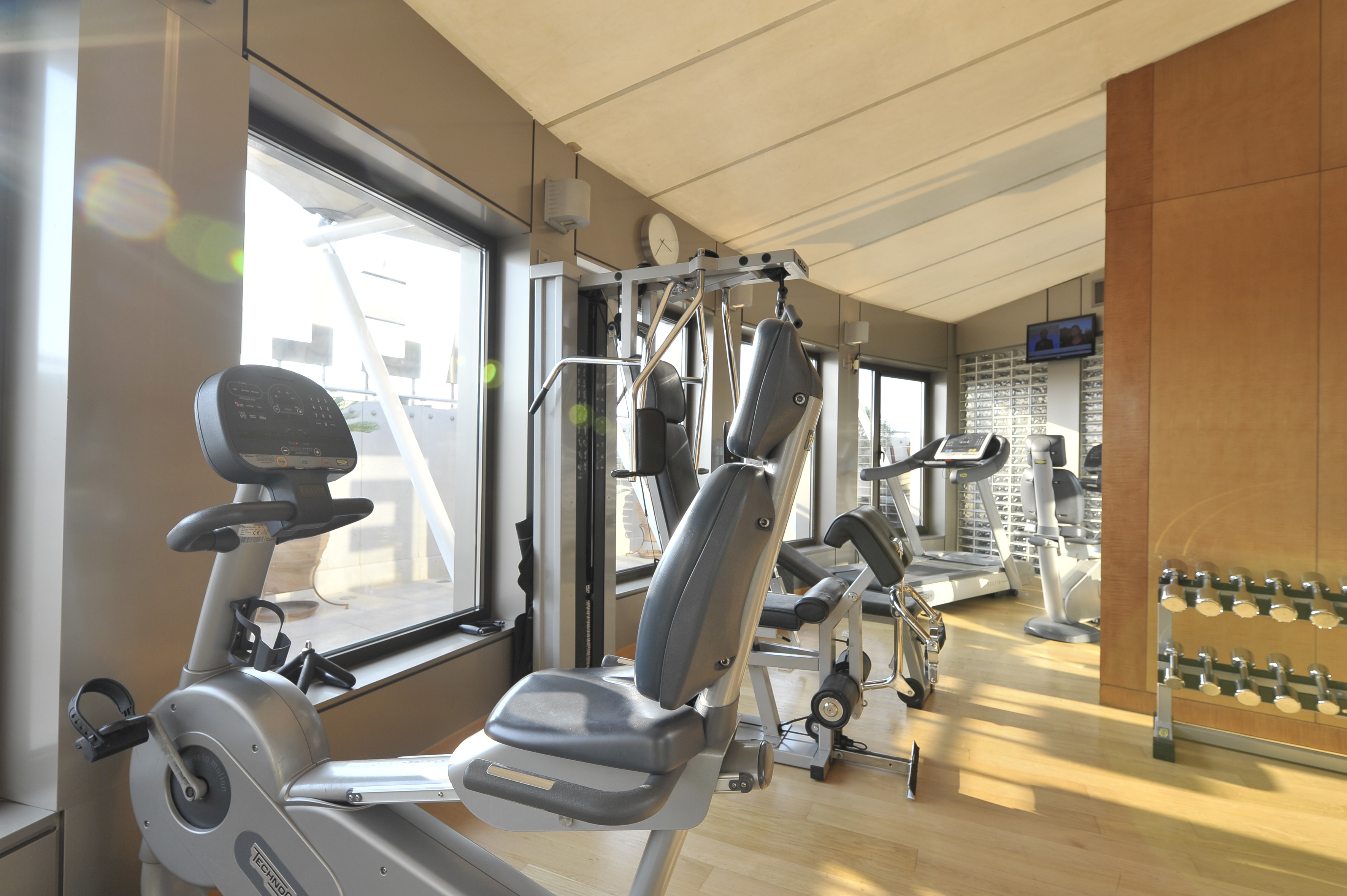 a room with exercise equipment