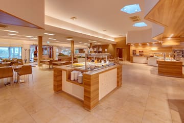 a restaurant with a buffet