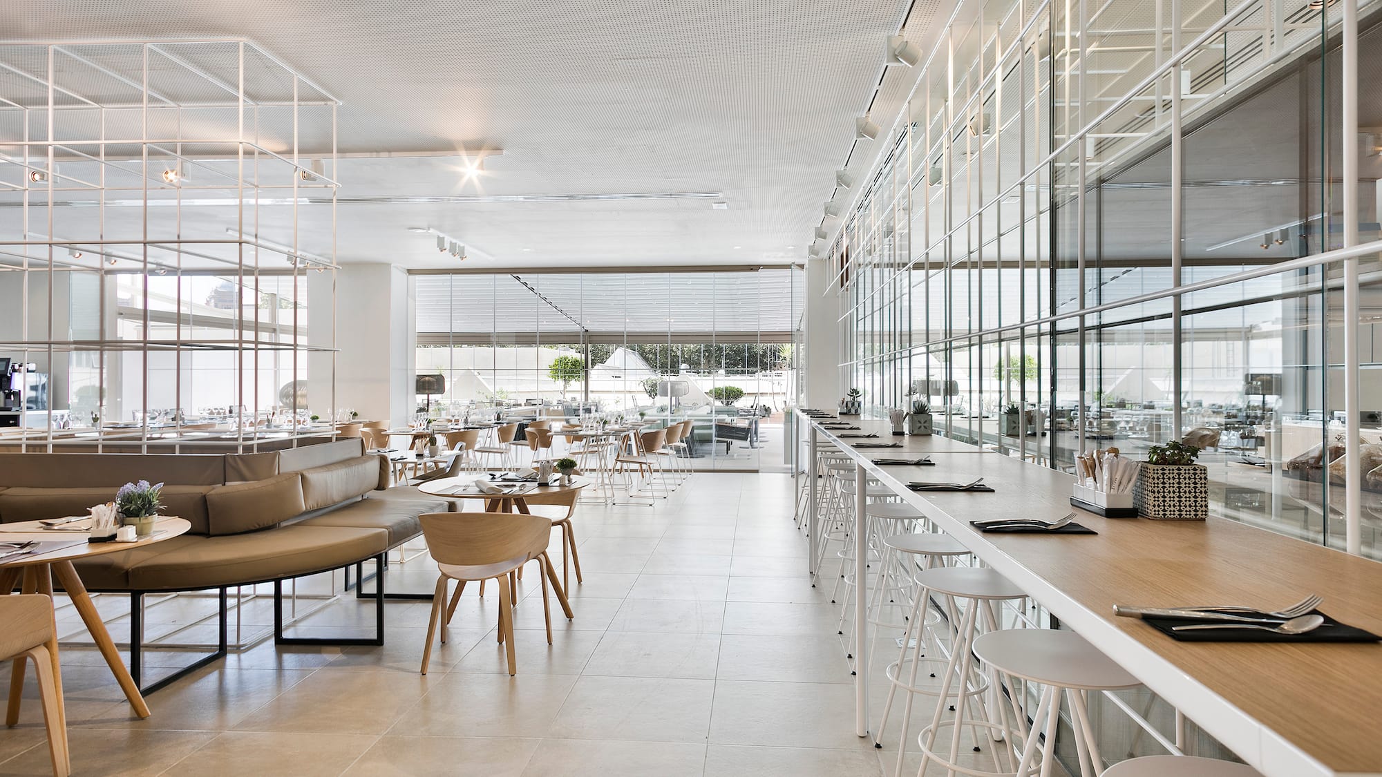 a restaurant with tables and chairs