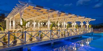 a white structure with lights on it