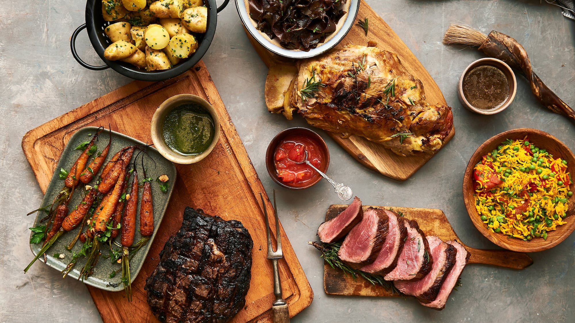 a table with food on it
