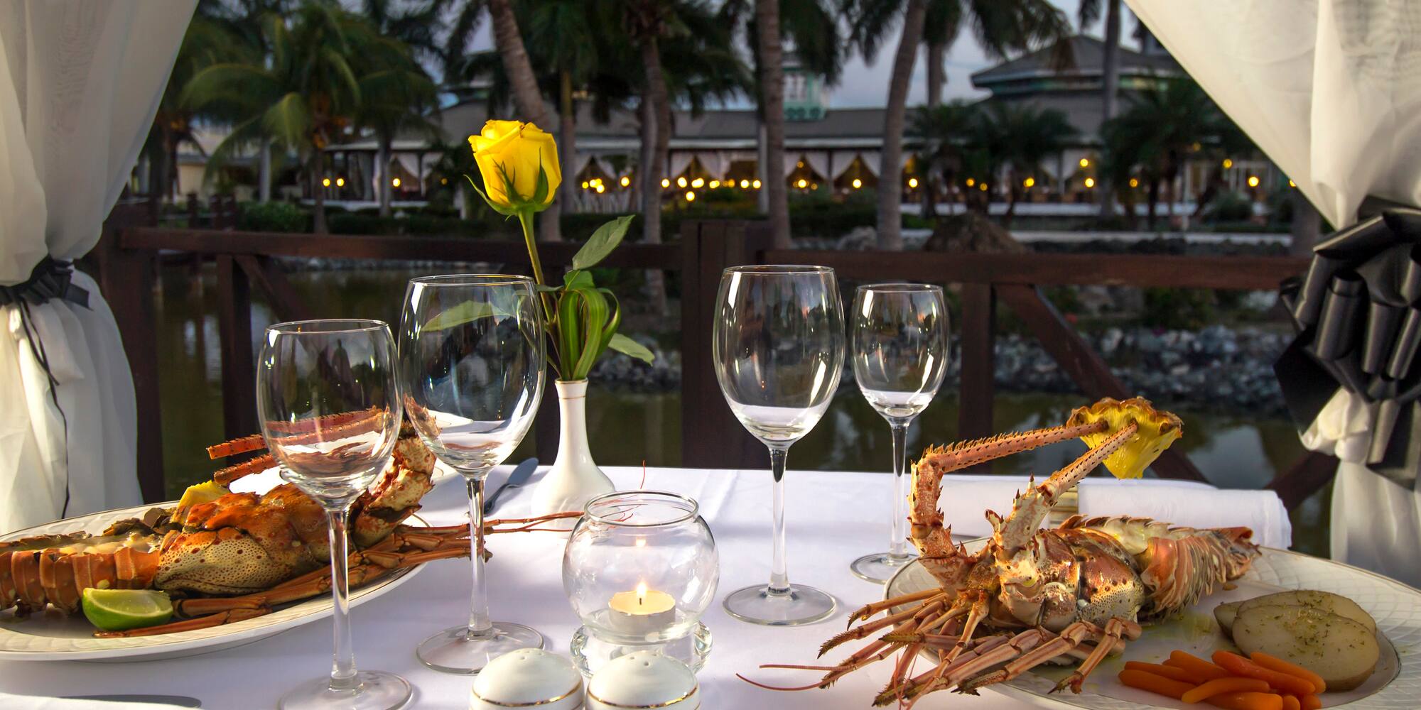 a table with food and glasses on it