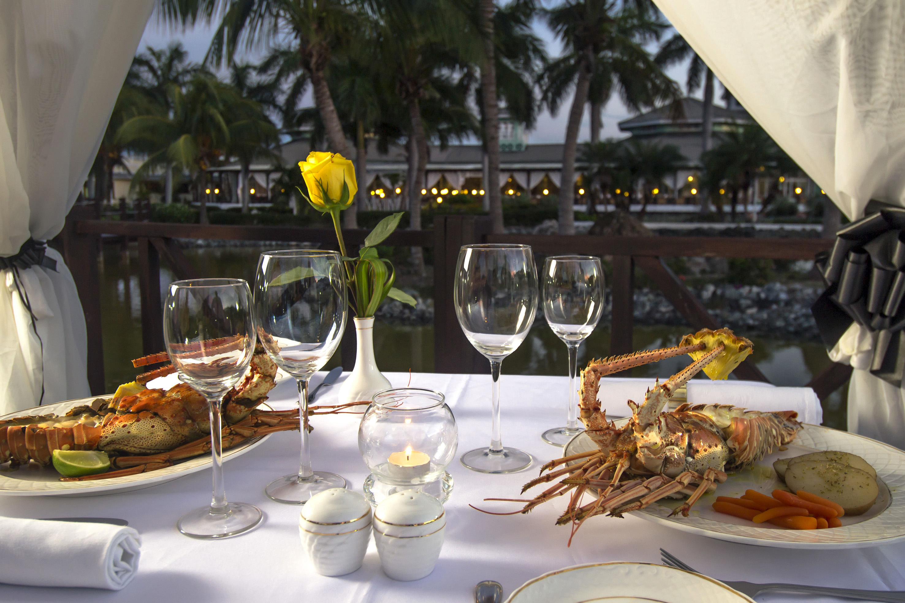a table with food and glasses on it