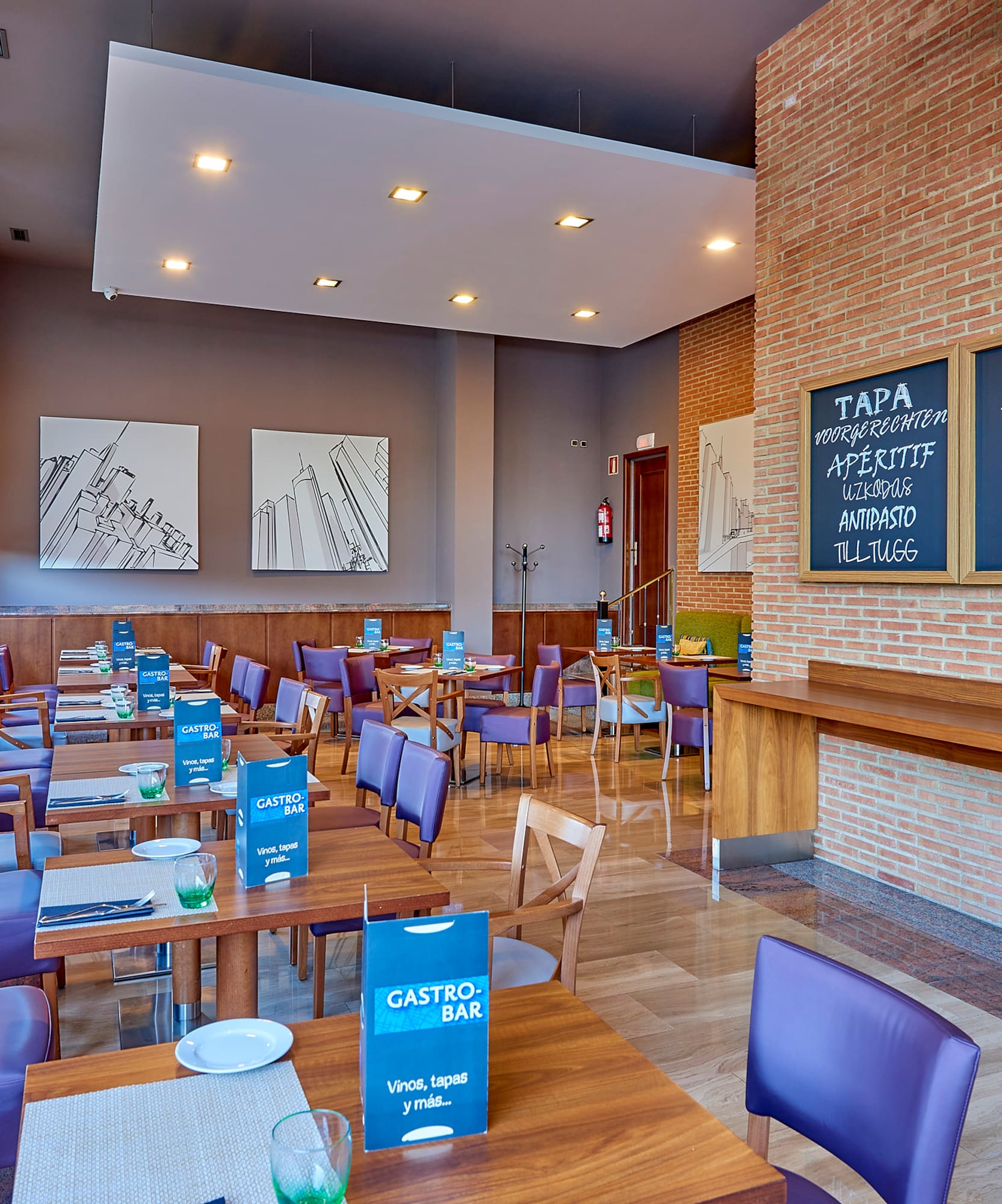 a room with tables and chairs