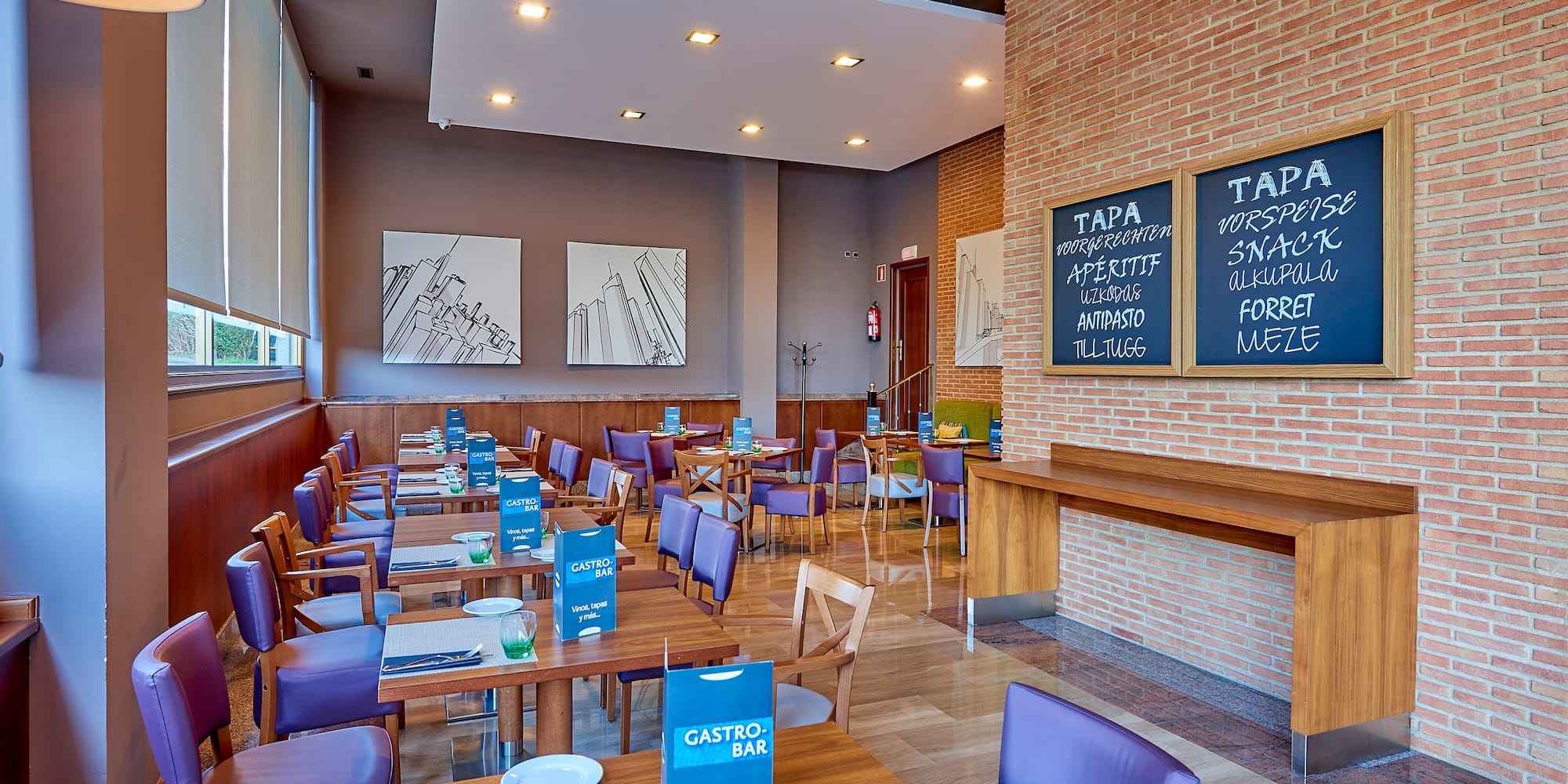 a room with tables and chairs