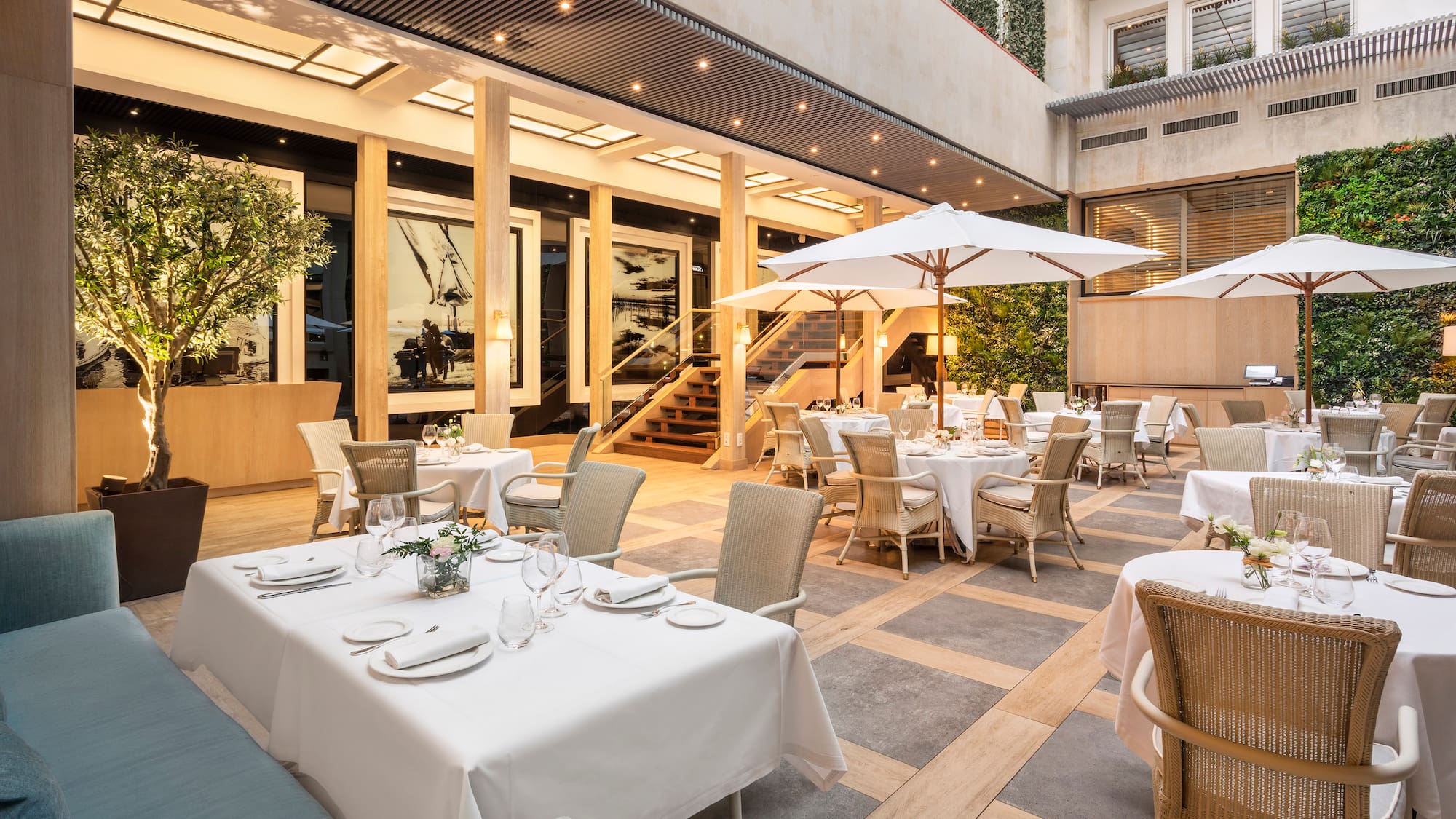 a restaurant with tables and chairs