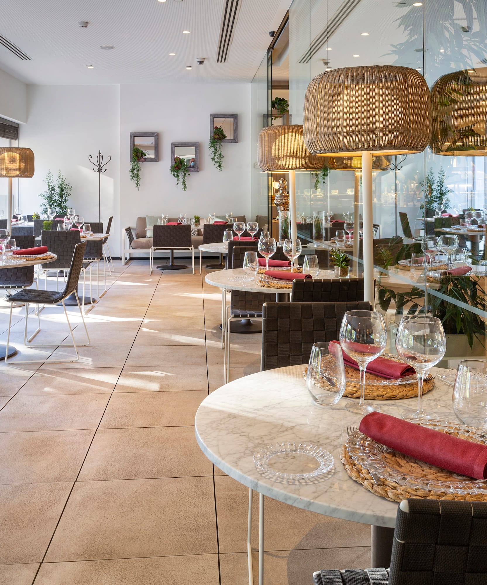 a restaurant with tables and chairs