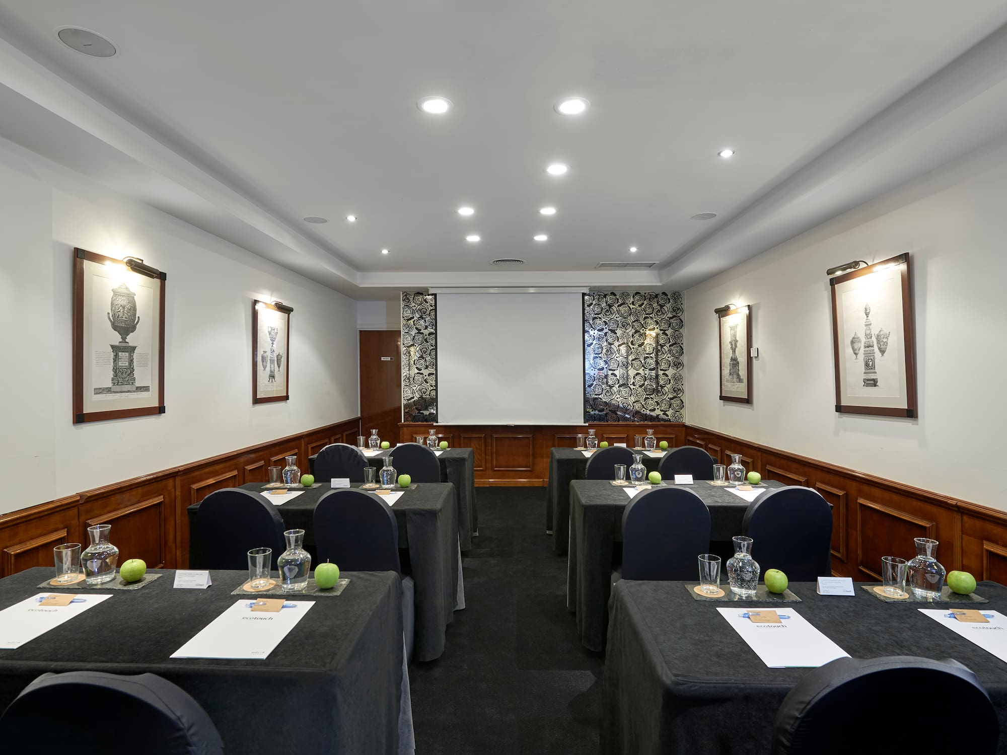 a room with tables and chairs