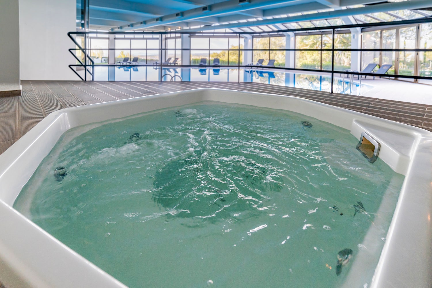 a hot tub inside a building