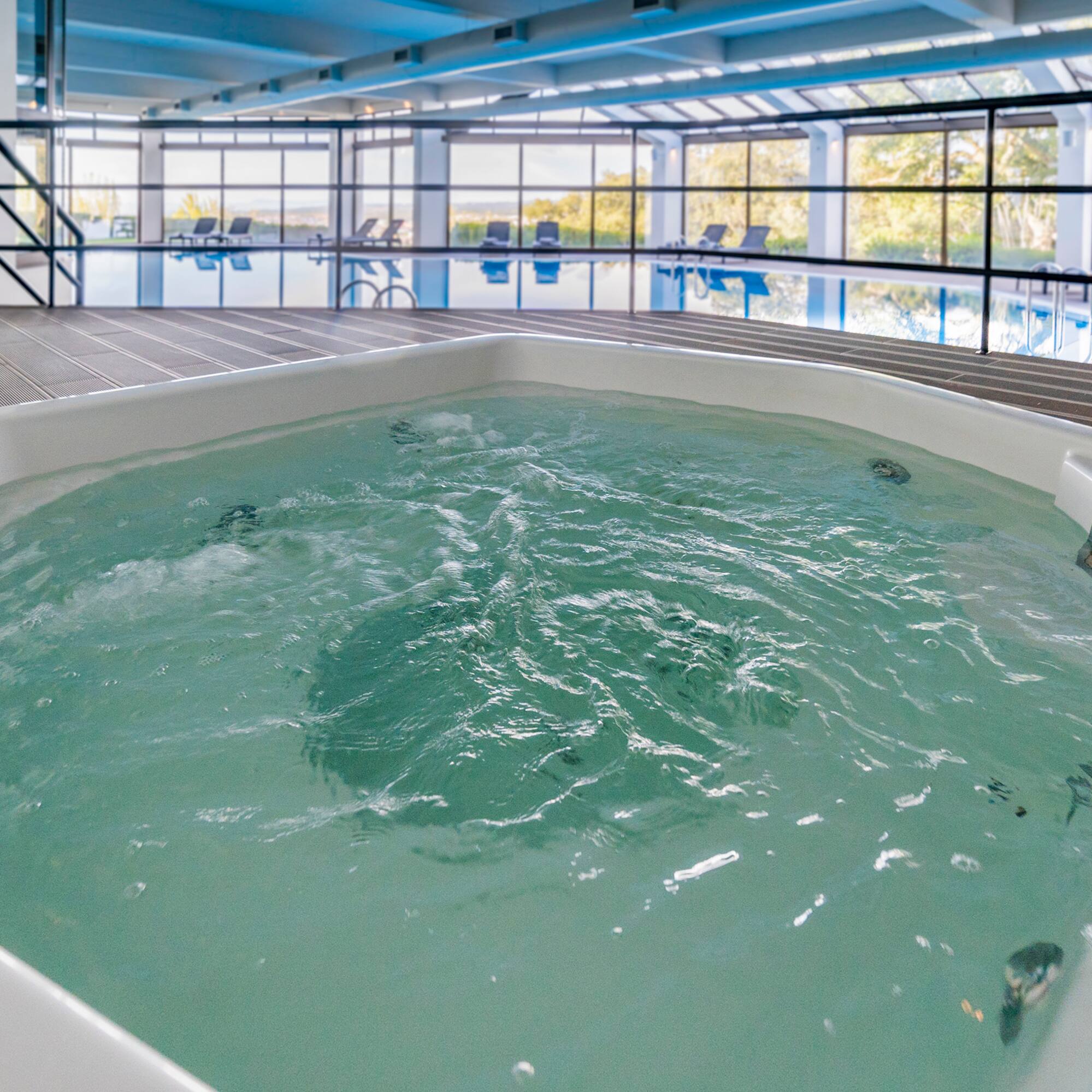 a hot tub inside a building