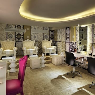 a room with chairs and tables