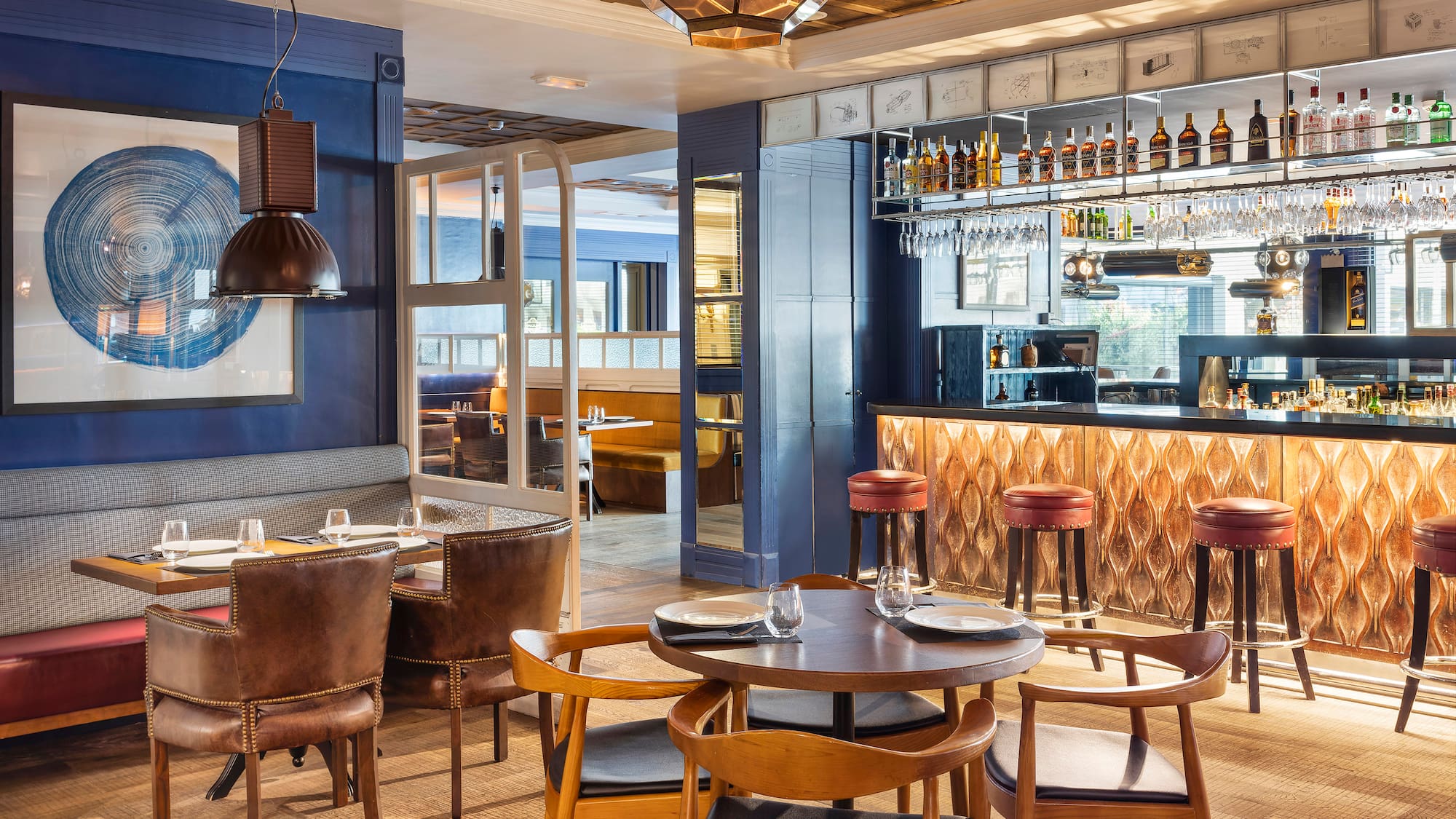 a restaurant with tables and chairs