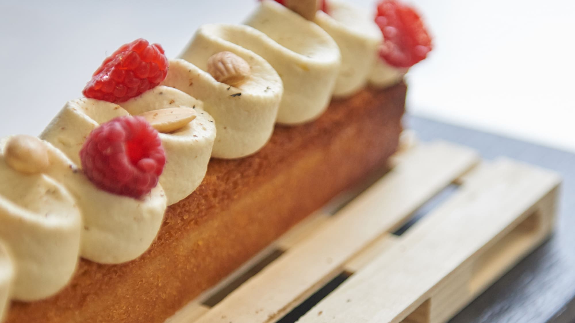 a dessert on a wooden pallet