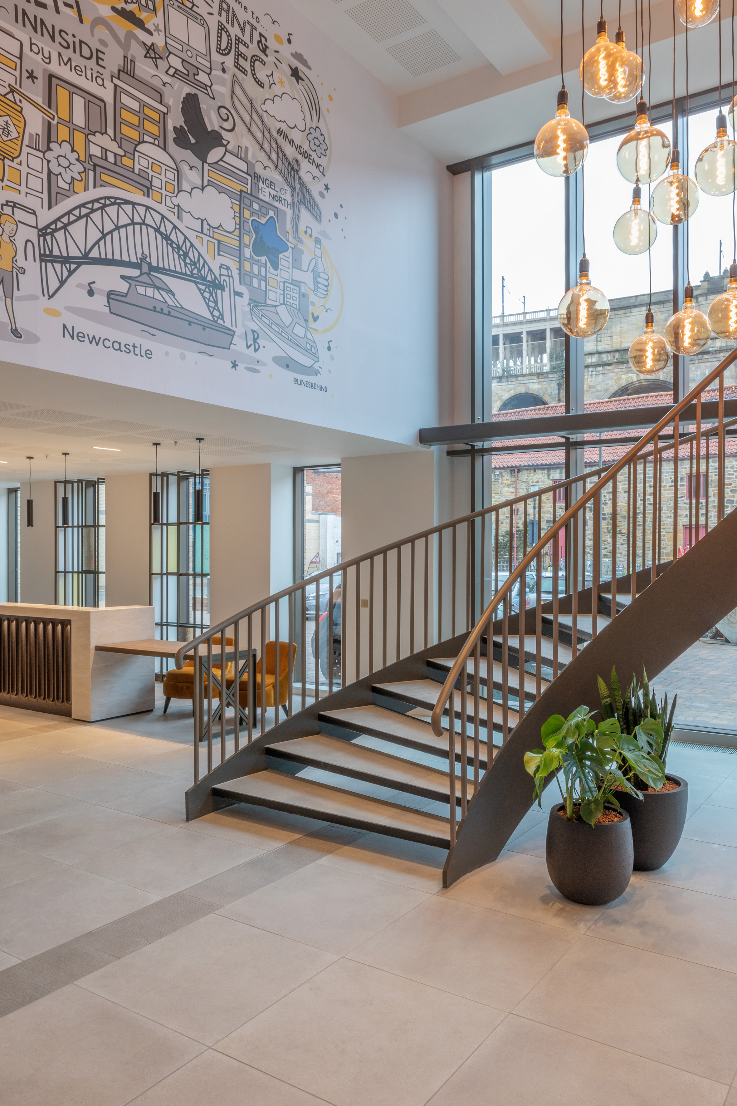 a staircase in a building