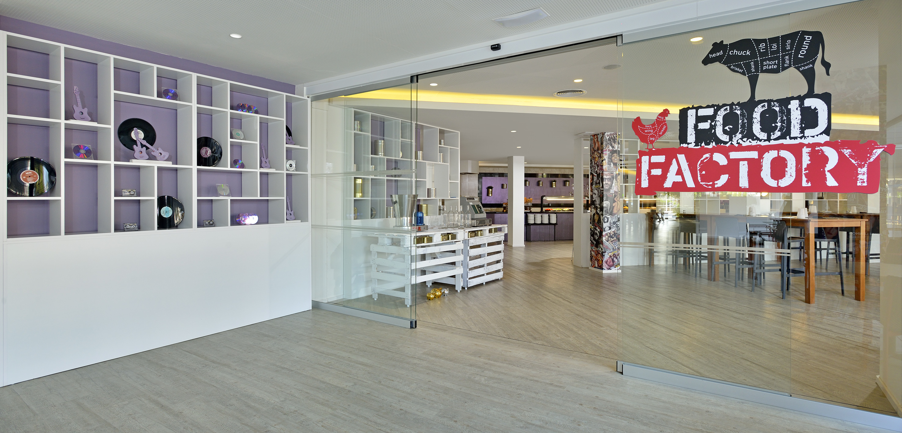 a glass door in a store