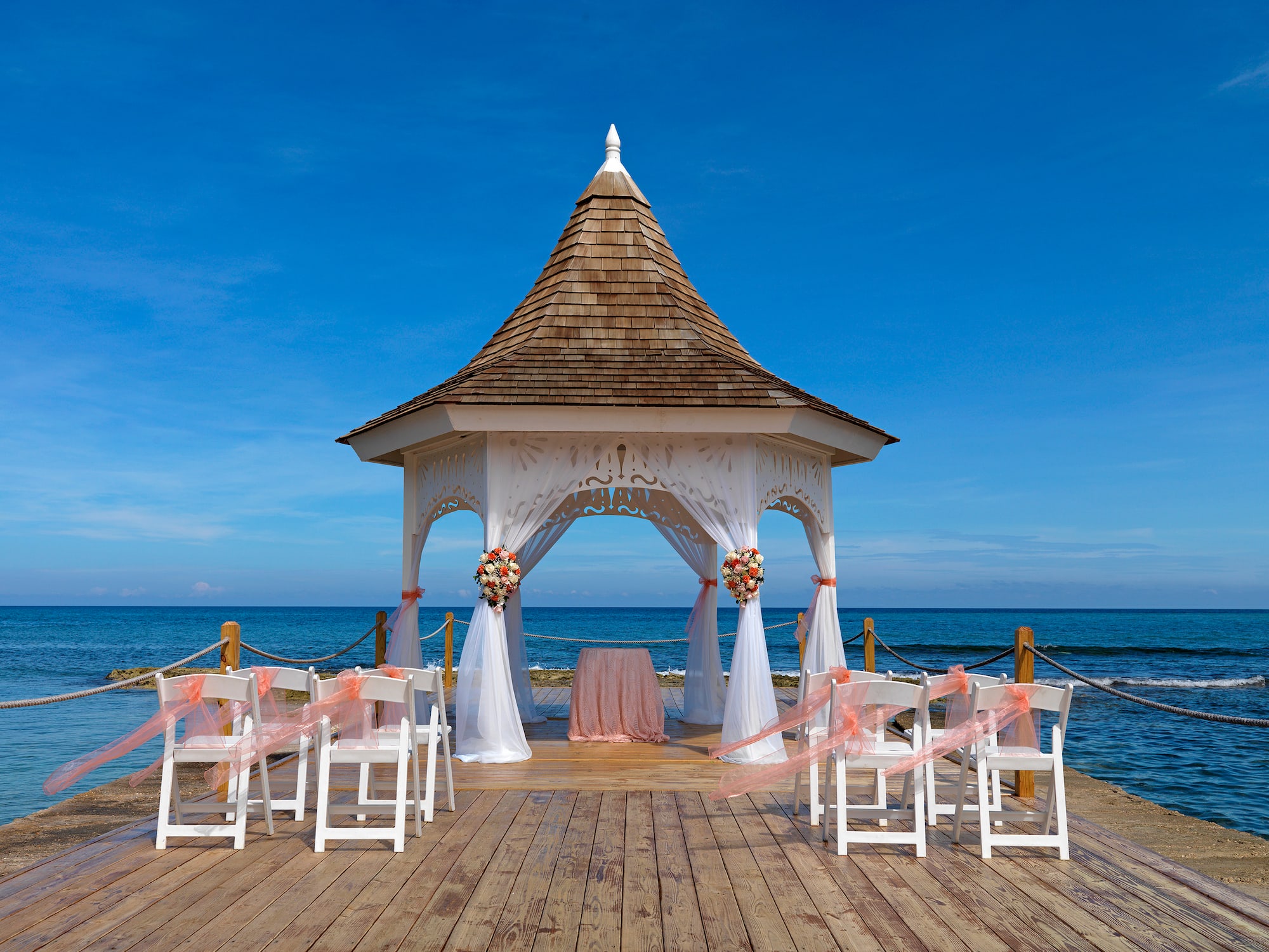 a gazebo on a beach