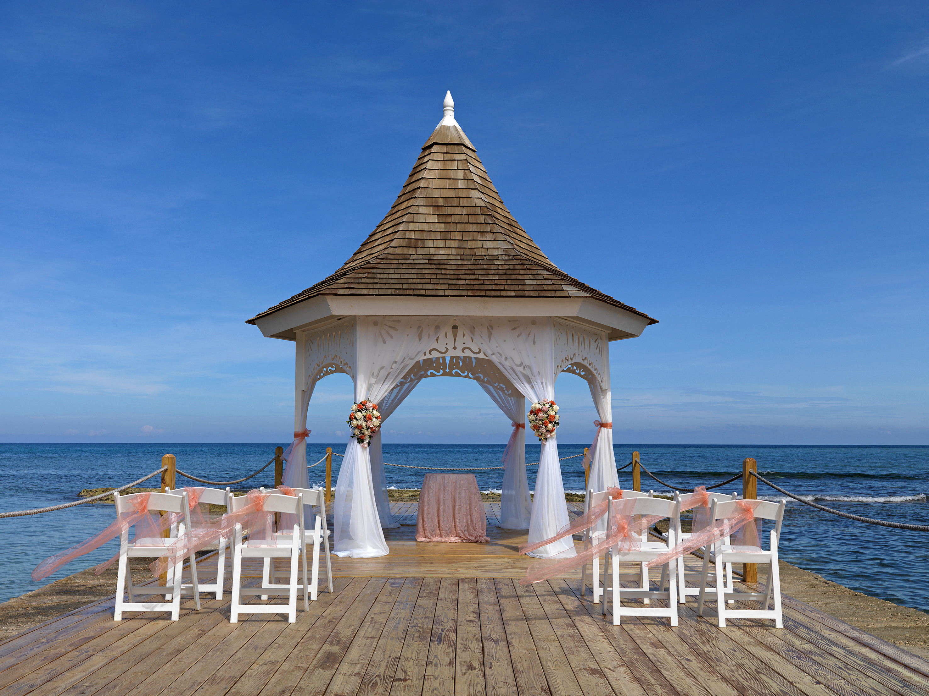 a gazebo on a beach