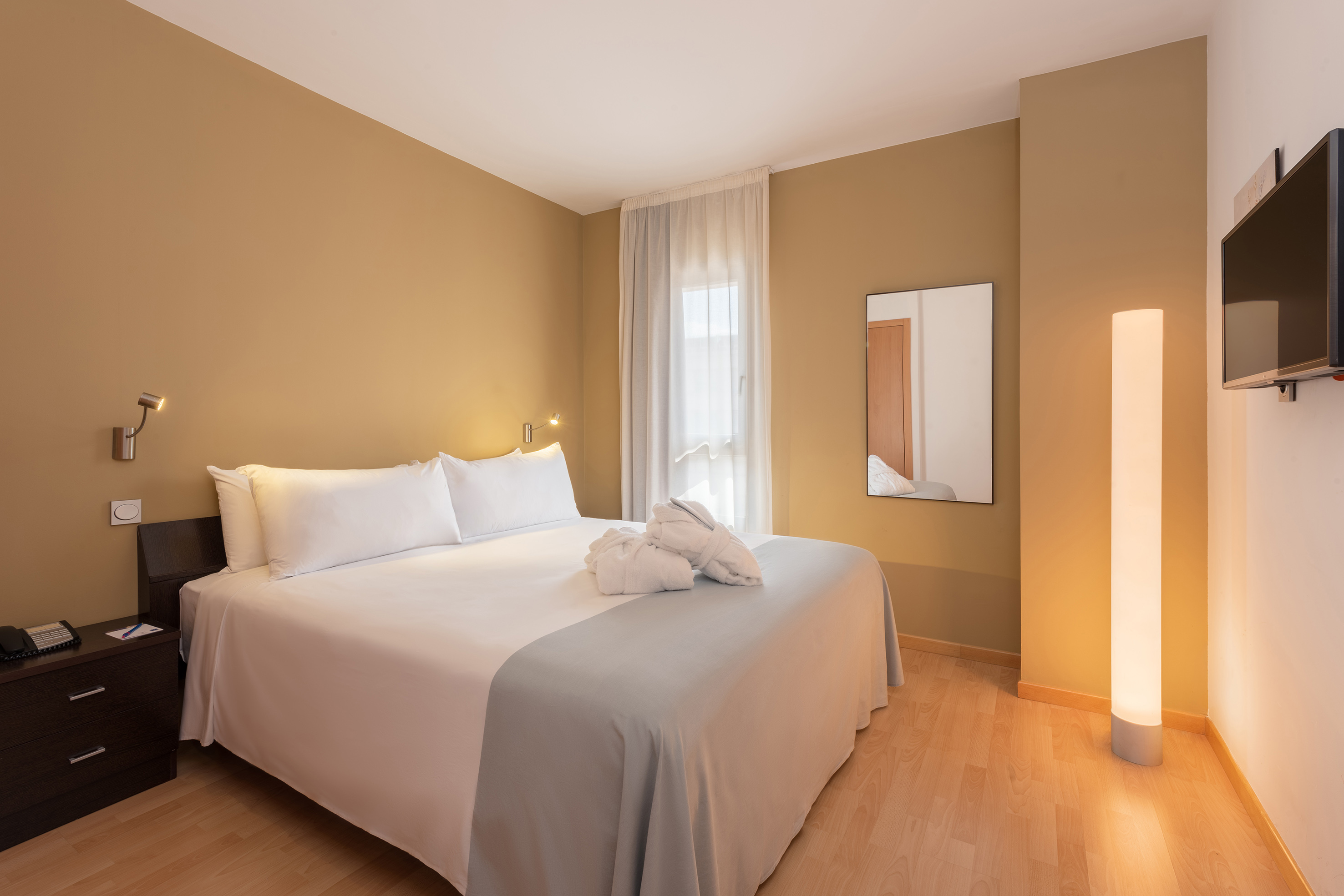 a bed in a room