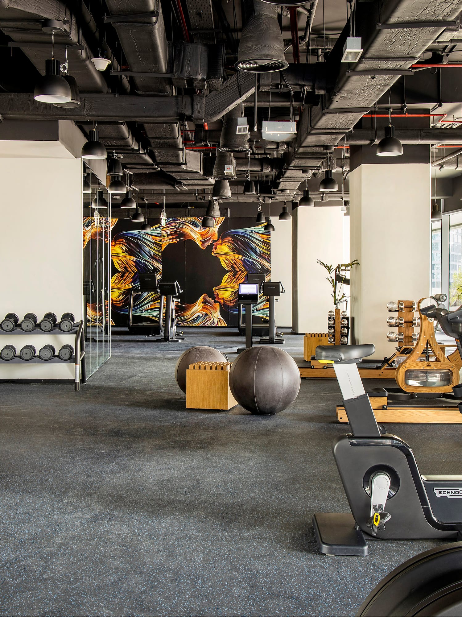 a gym with exercise equipment