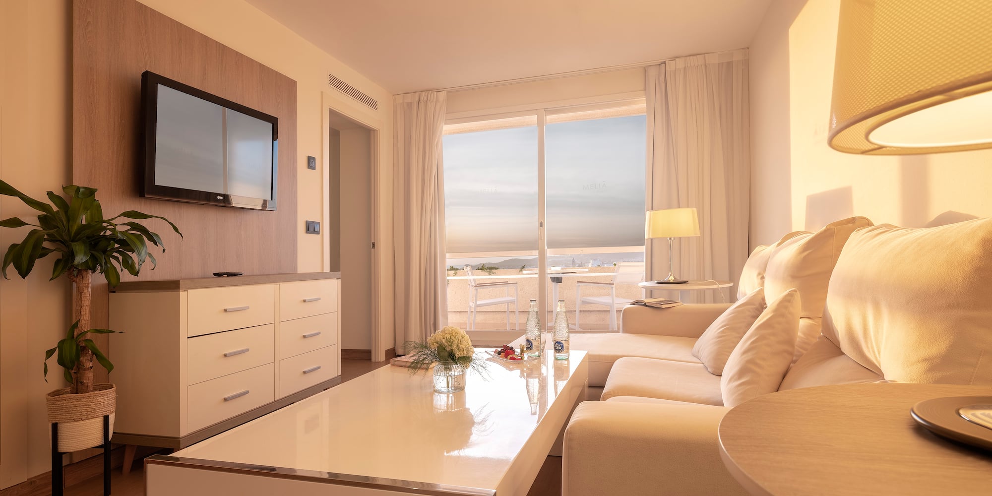 a living room with a couch and a television