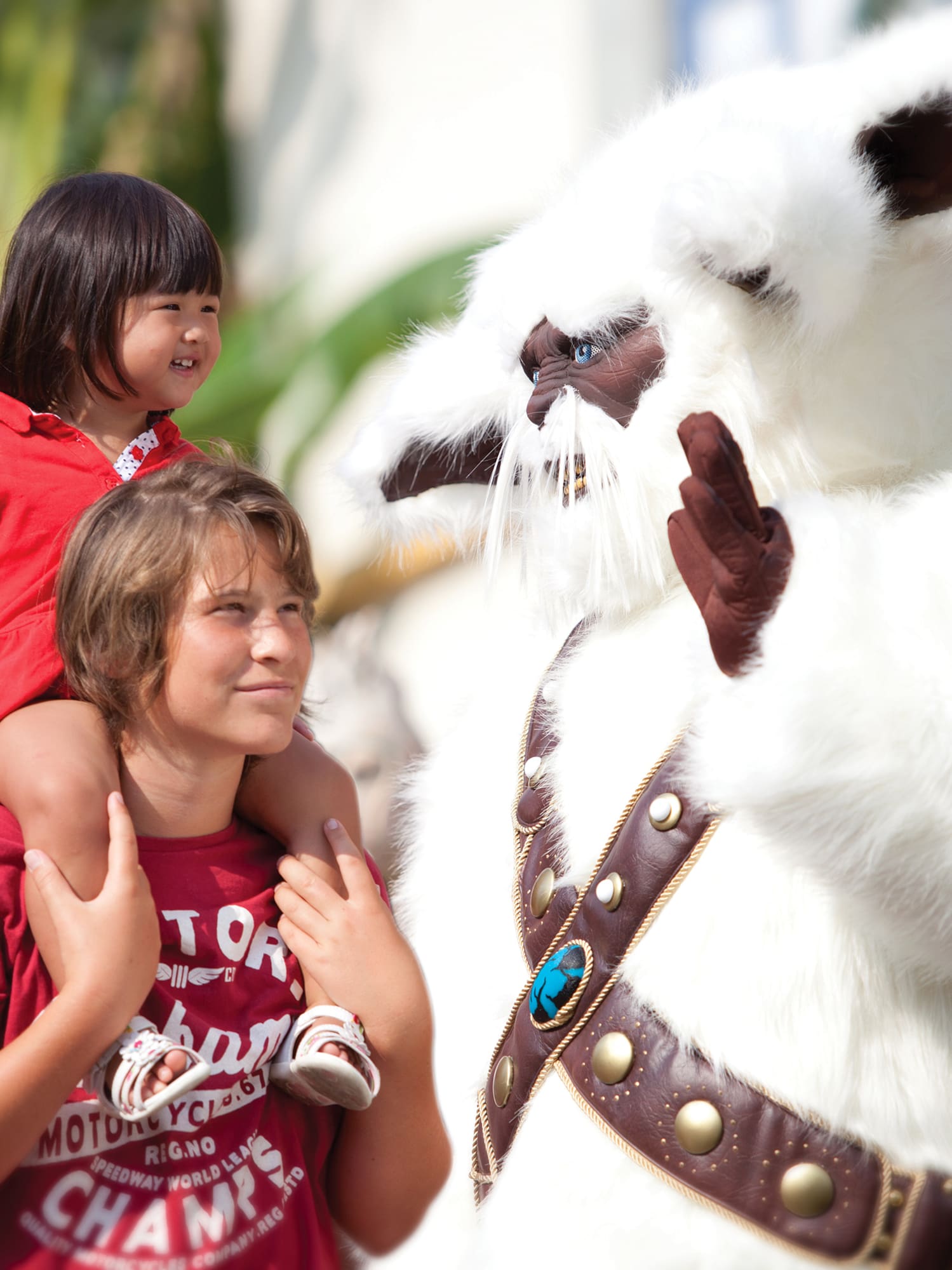 a girl on a person's shoulders