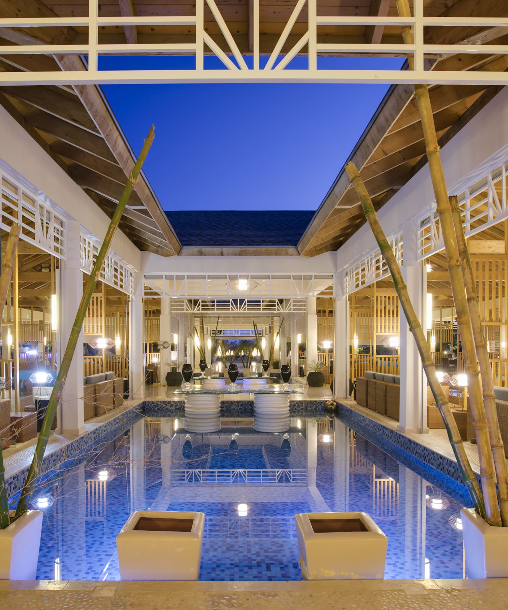 a pool inside a building