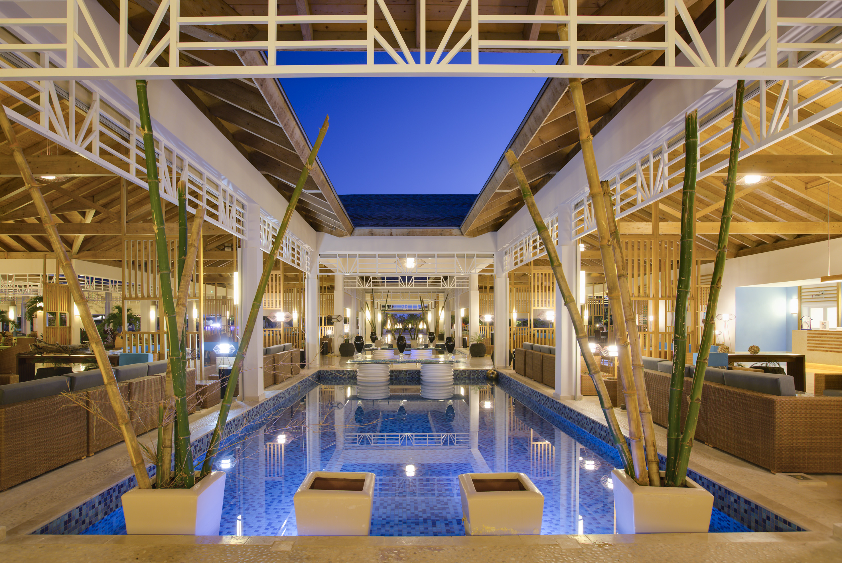 a pool inside a building