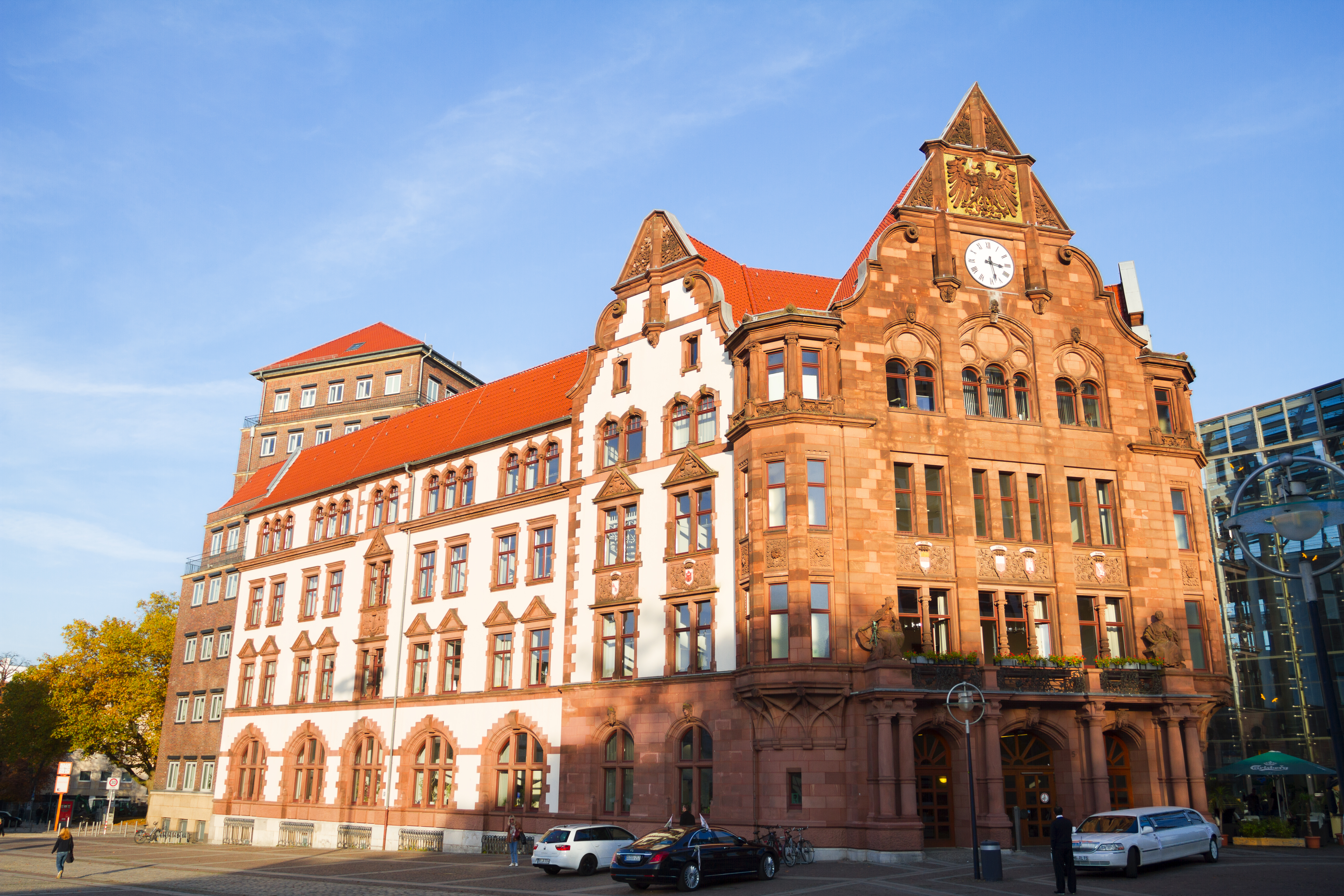a large building with a clock on the front