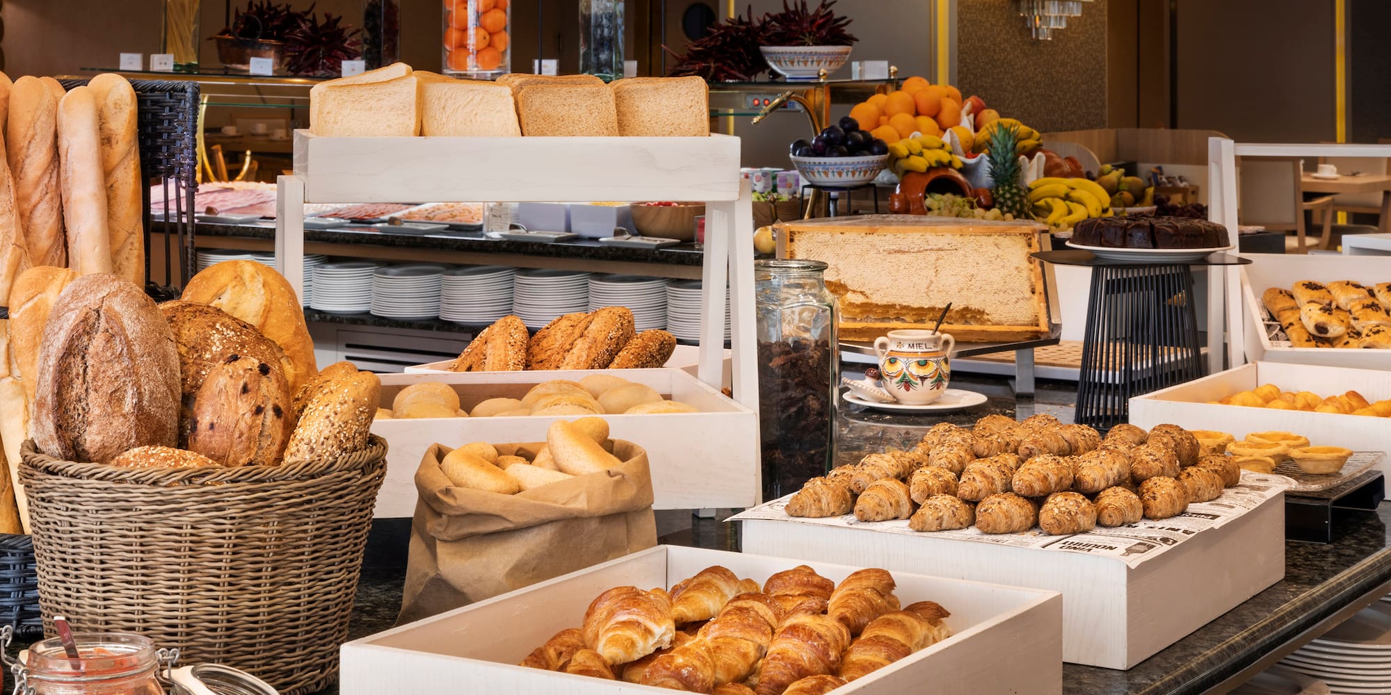 a variety of bread in boxes