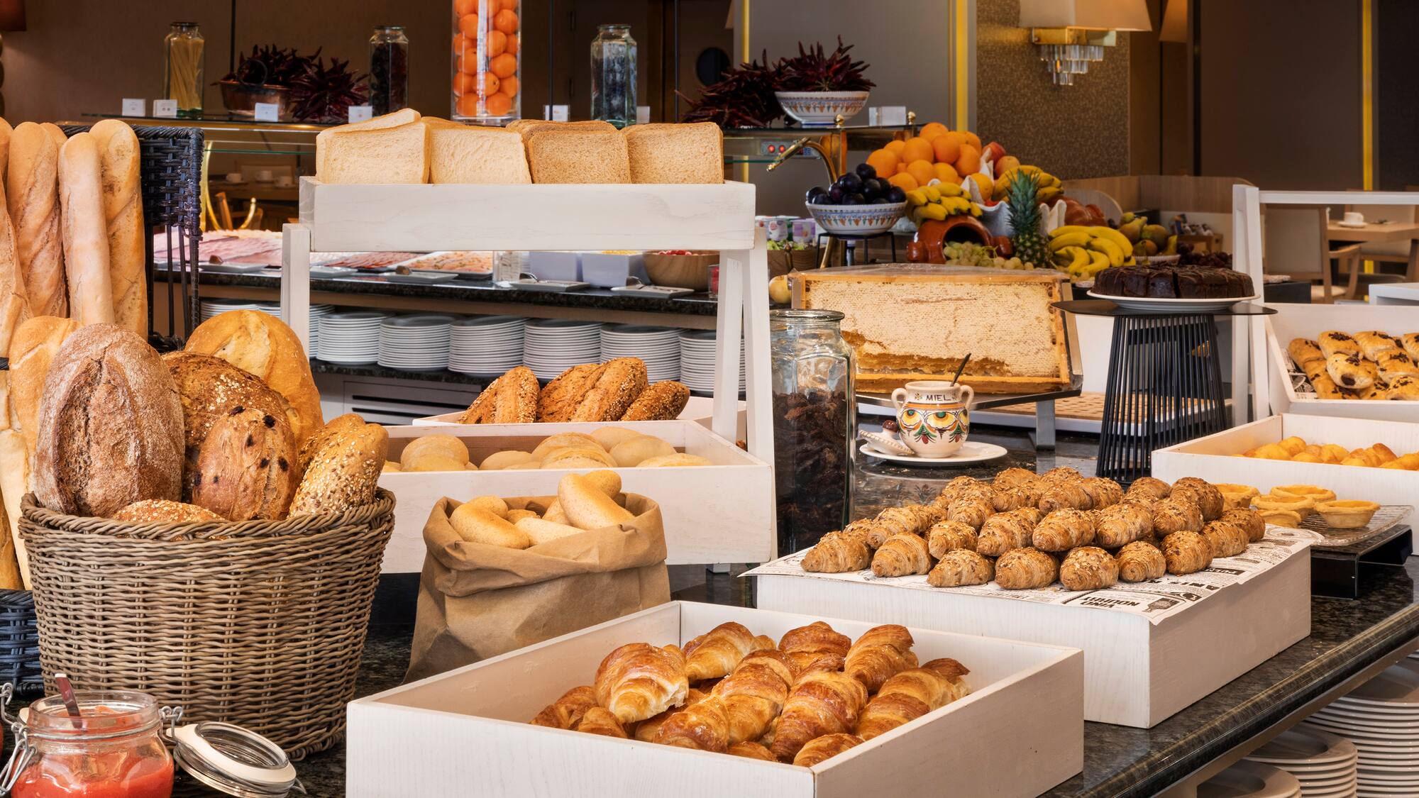 a variety of bread in boxes