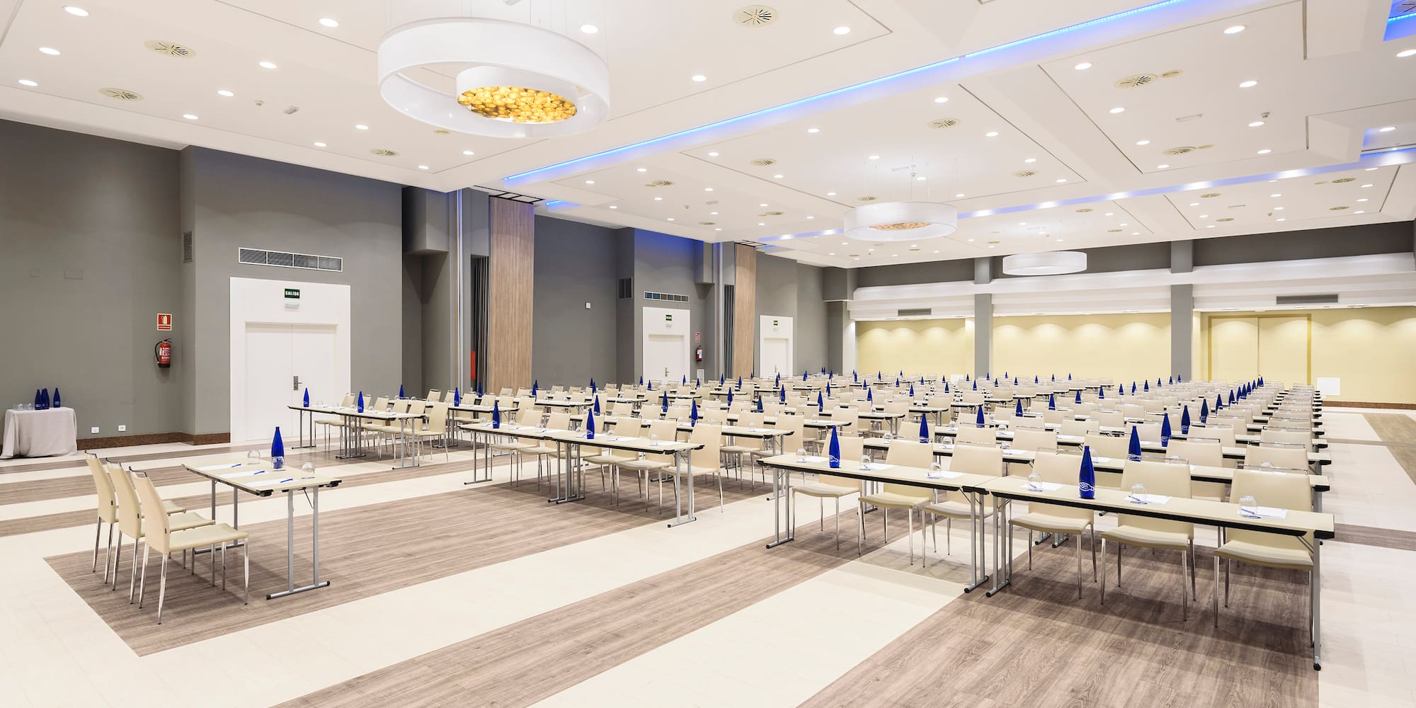 a room with tables and chairs