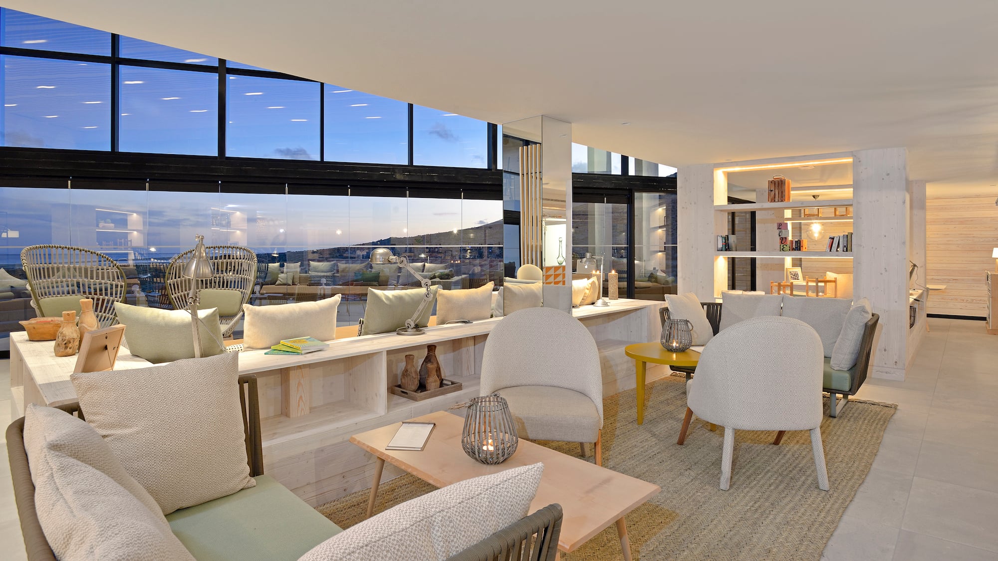 a room with a large window