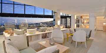 a room with a large window