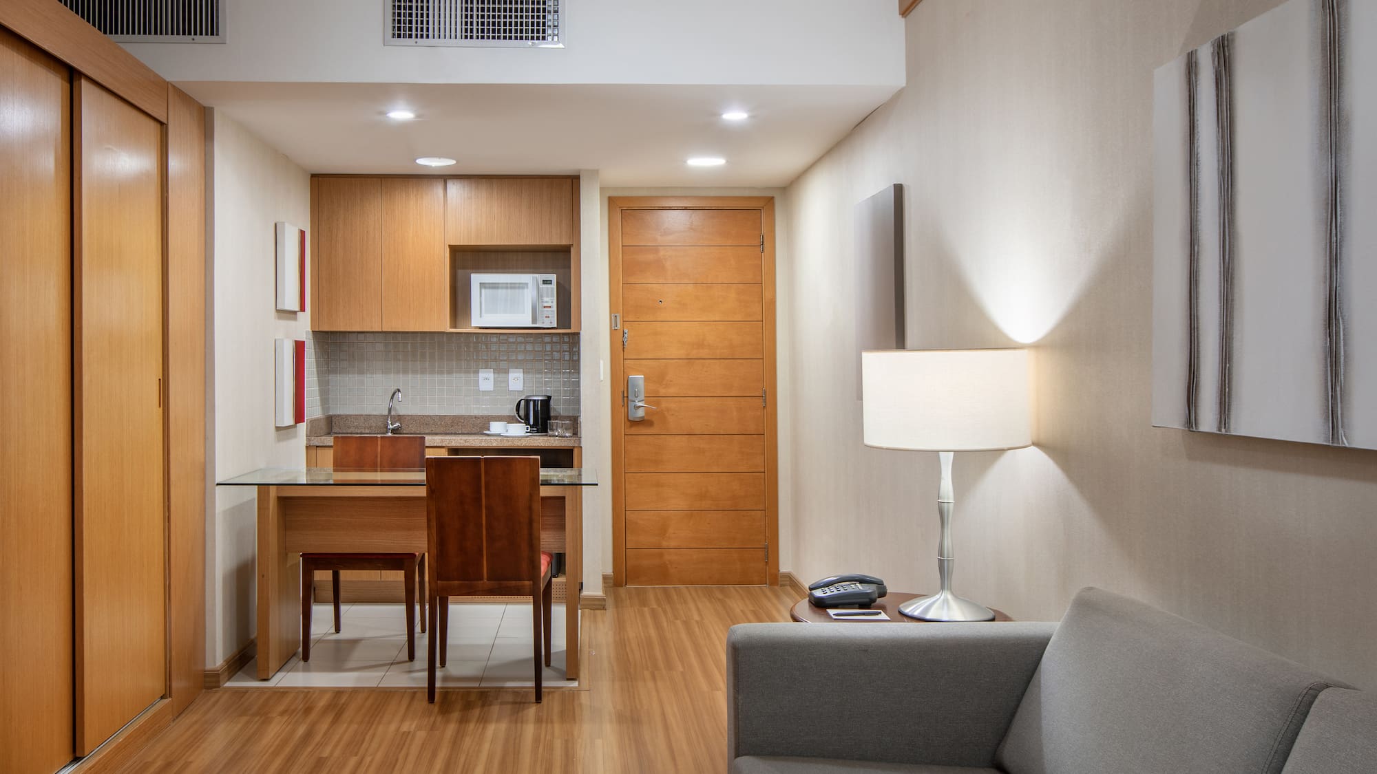 a living room with a couch and a table
