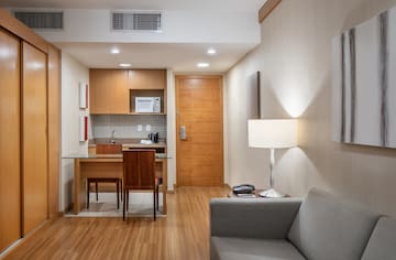 a living room with a couch and a table