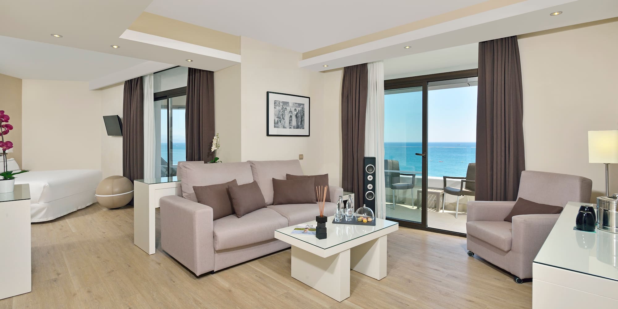 a living room with a couch and a table