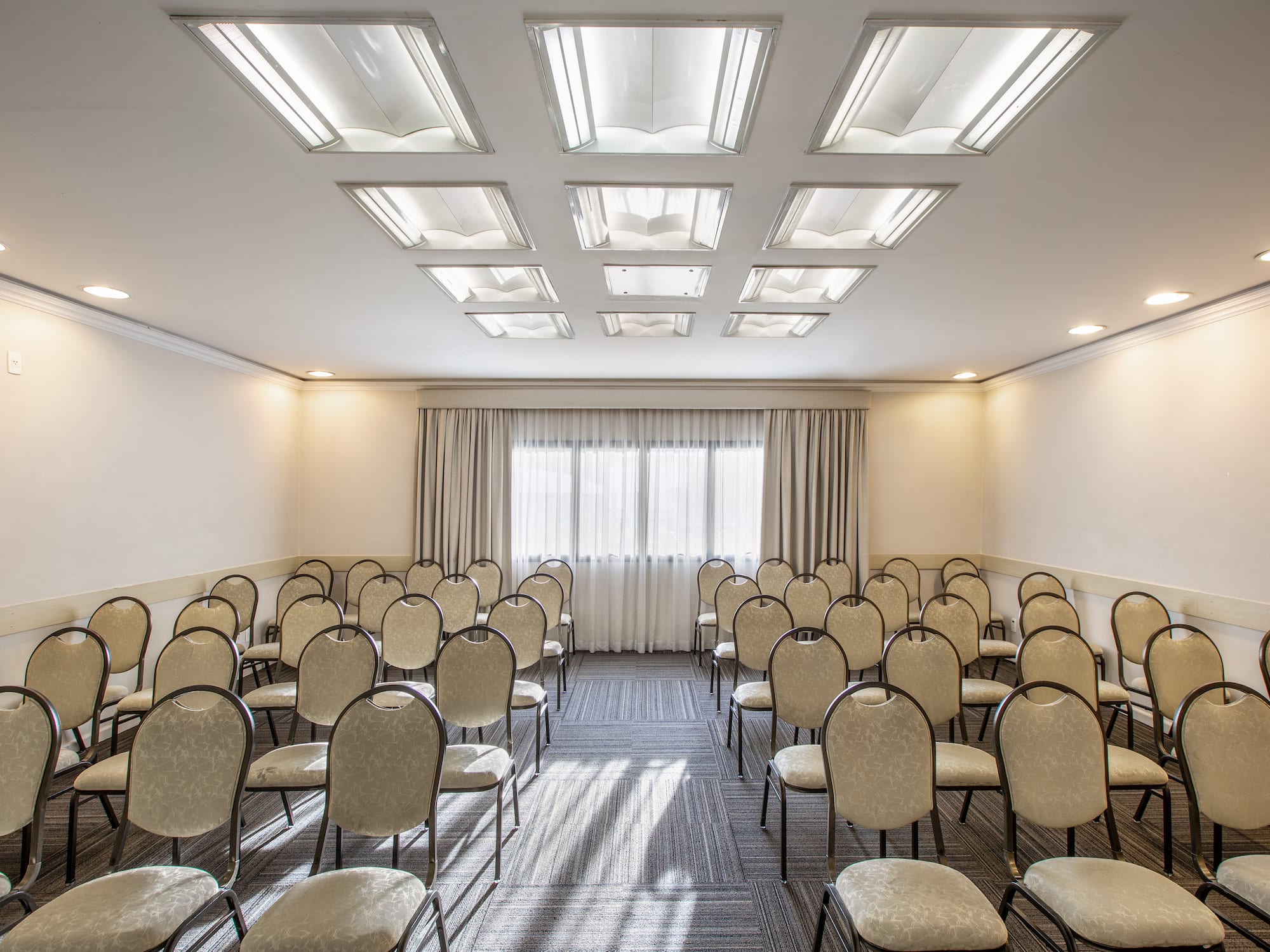 a room with many chairs