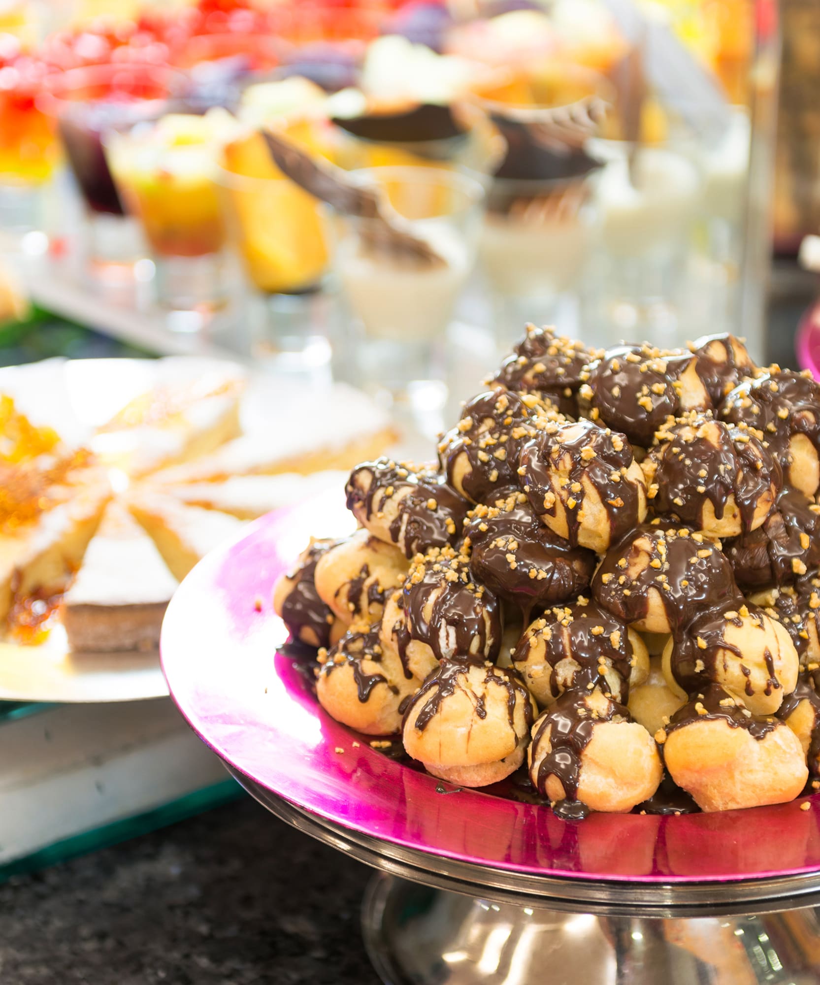 a plate of desserts on a table